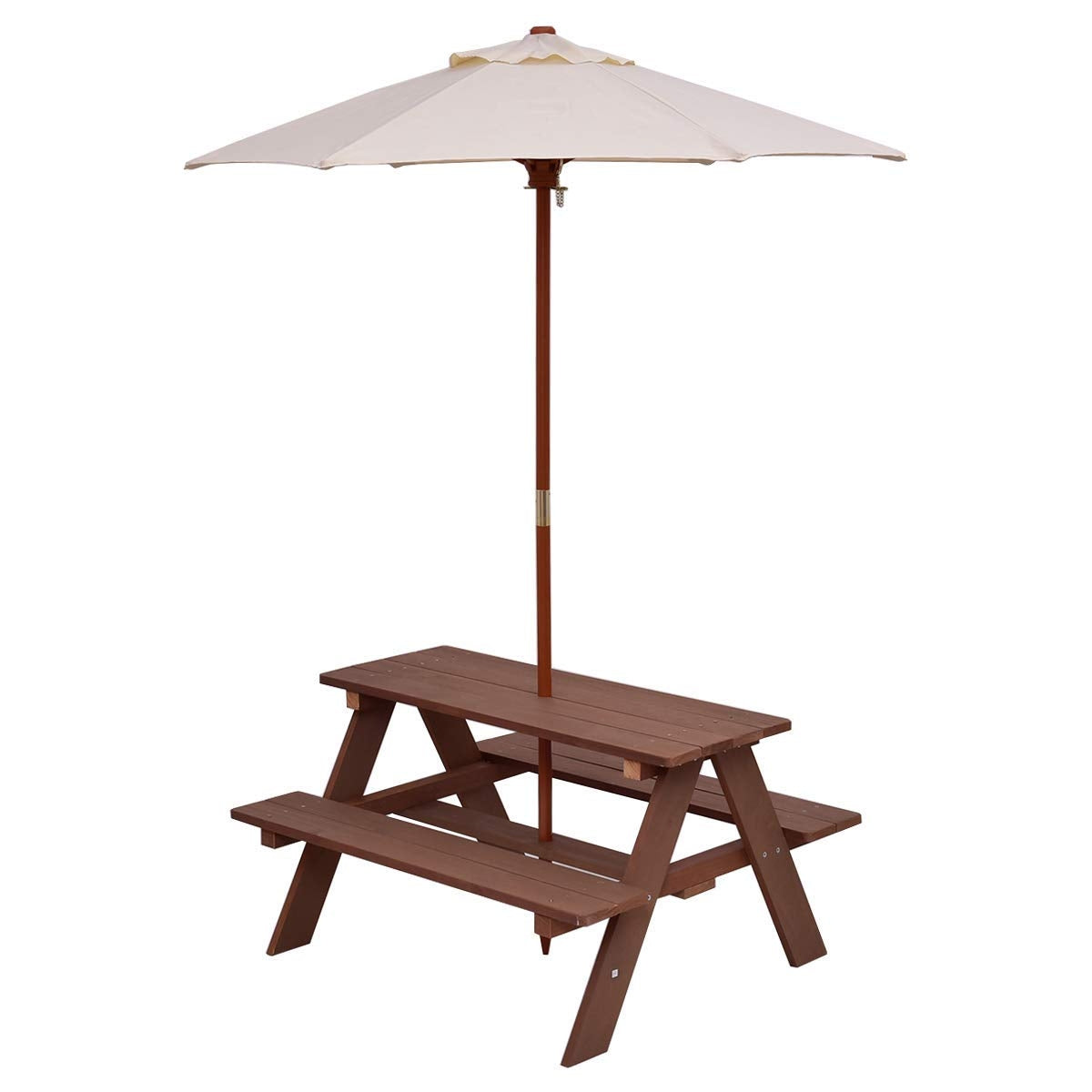 Outdoor 4-Seat Kid's Picnic Table Bench with UmbrellaÂ