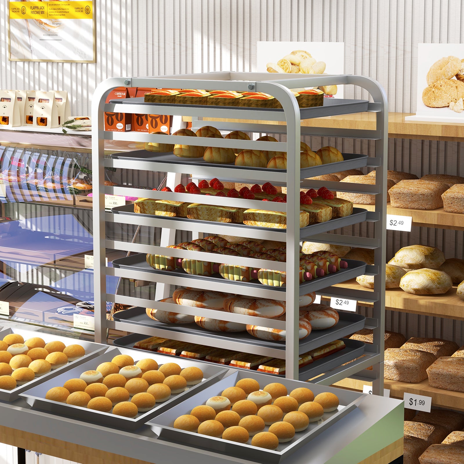 26 x 20 x 70 Inch 20 Sheet Aluminum Pan Rolling Bakery RackÂ