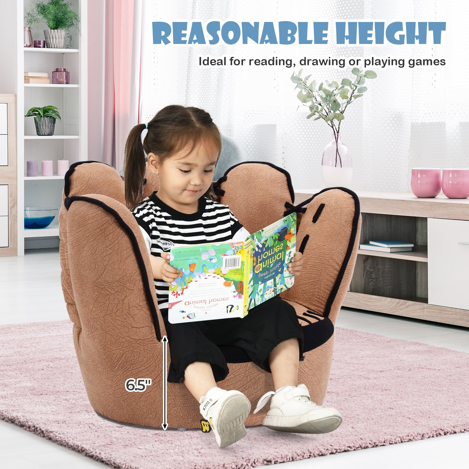 Household Five Fingers Baseball Glove Shaped Kids Leisure Upholstered SofaÂ