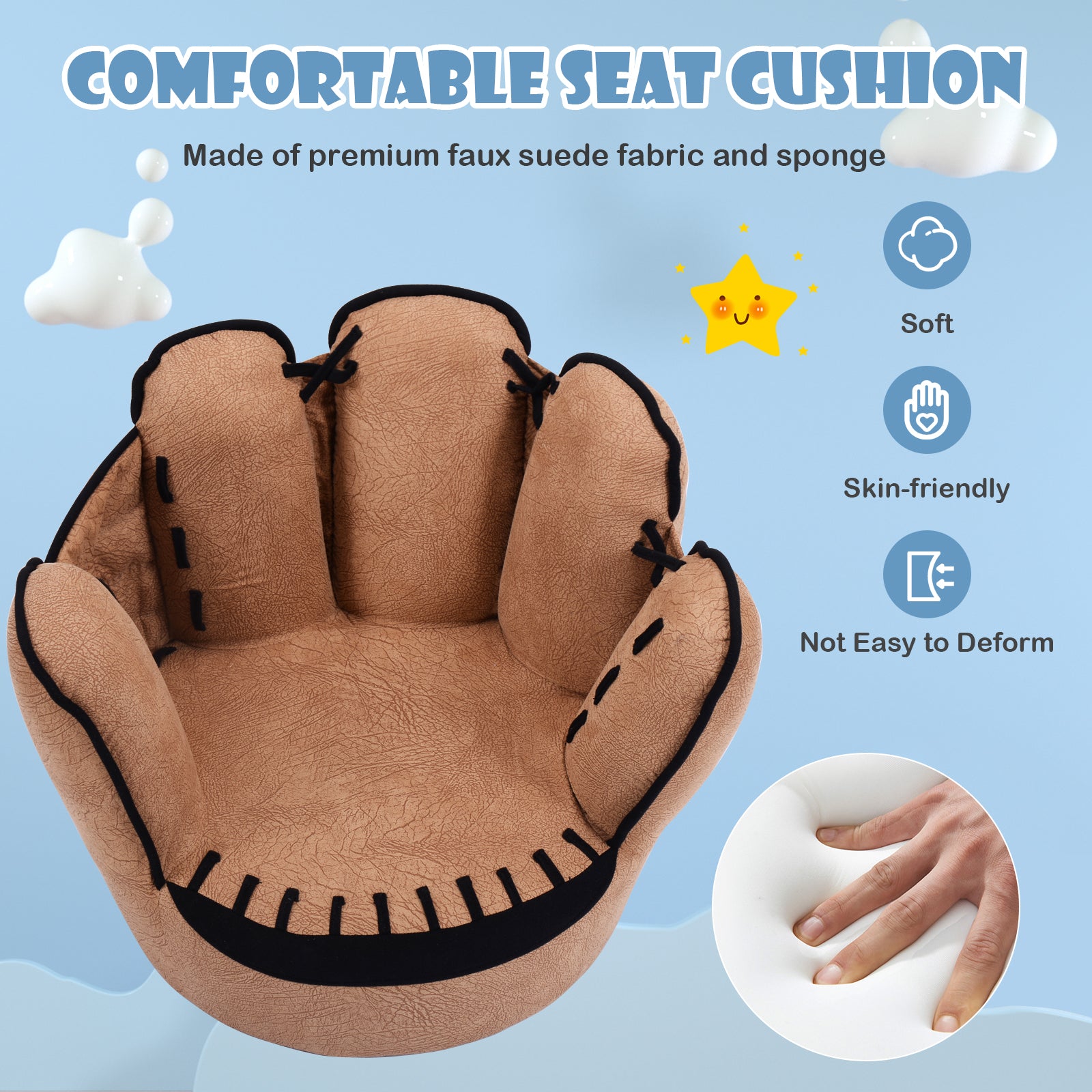 Household Five Fingers Baseball Glove Shaped Kids Leisure Upholstered SofaÂ