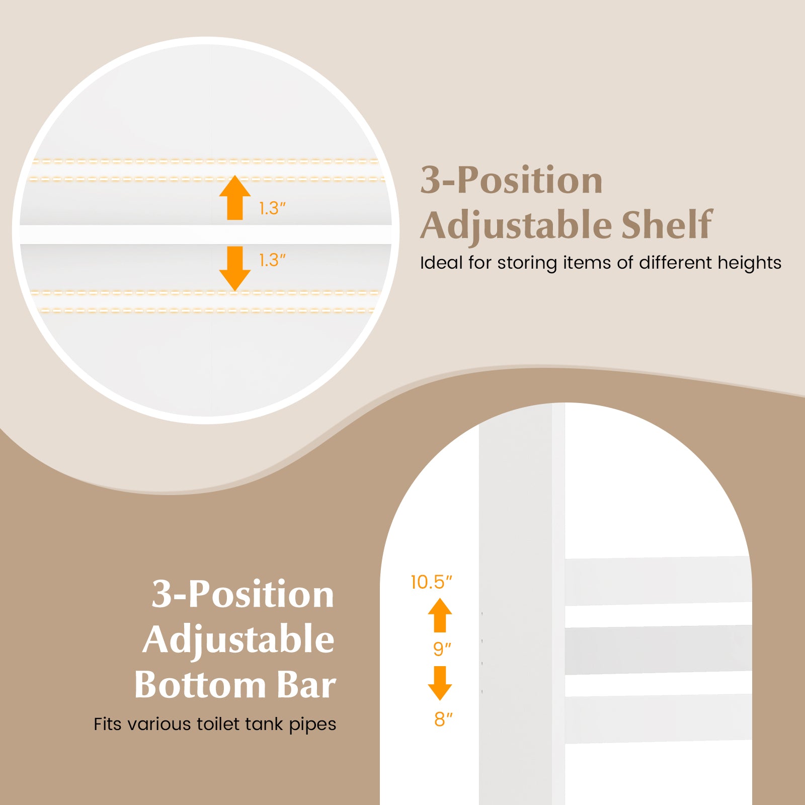 Over The Toilet Storage Cabinet with Double Doors and Adjustable ShelfÂ