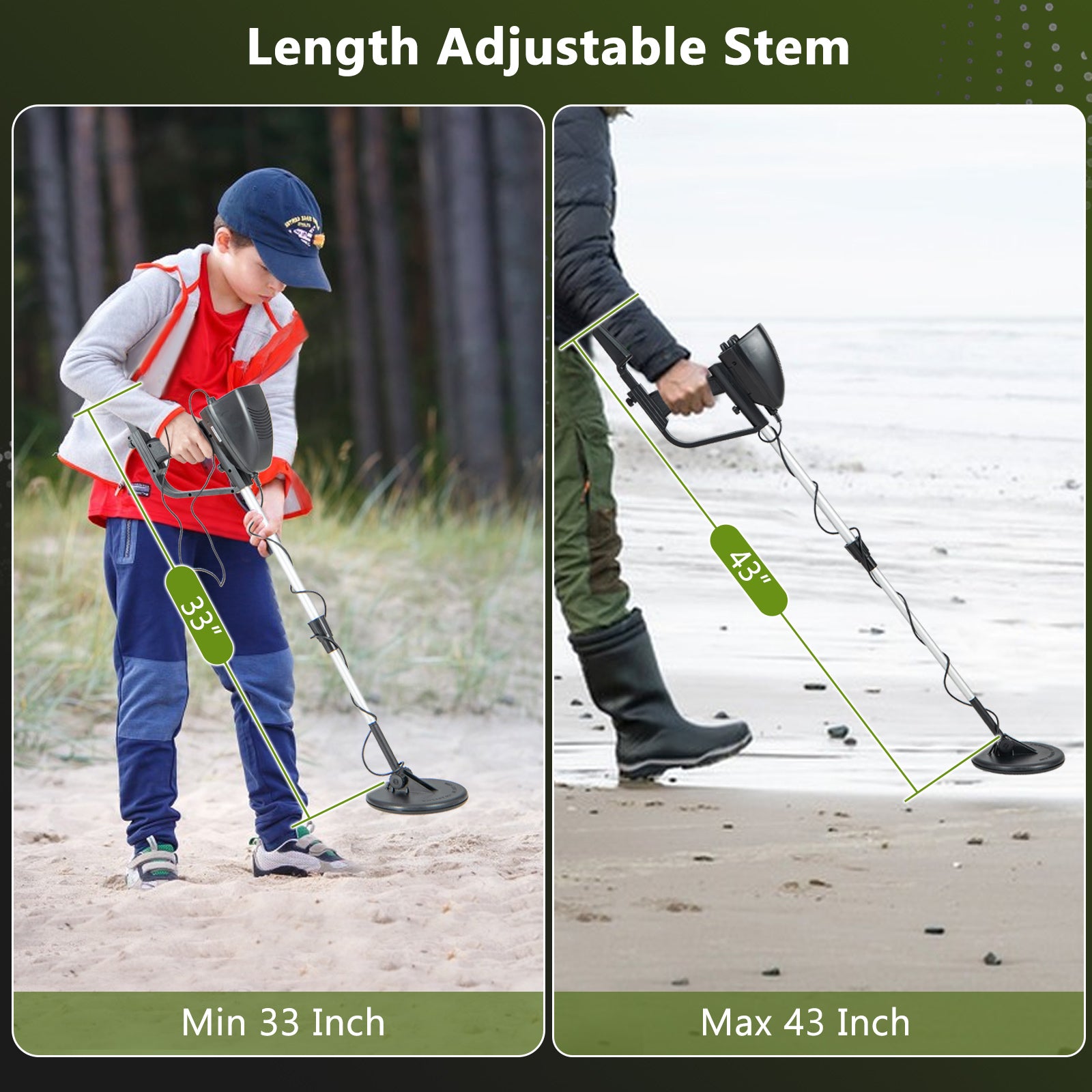 30.7 Inch Metal Detector with 2 Modes Adjustable Metal DetectorÂ