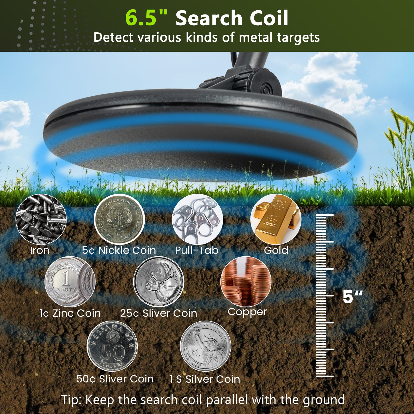 30.7 Inch Metal Detector with 2 Modes Adjustable Metal DetectorÂ
