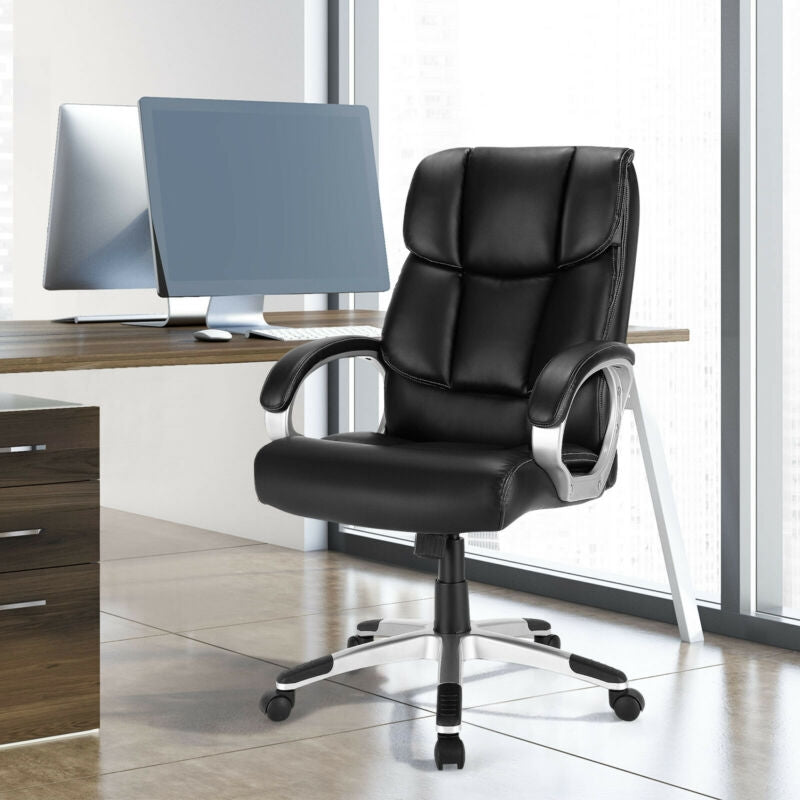 Big and Tall Adjustable High Back Leather Executive Computer Desk ChairÂ