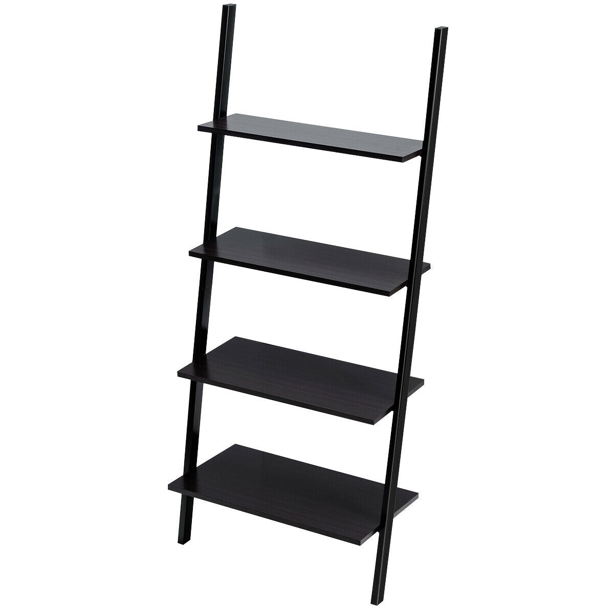 4-Tier Industrial Leaning Wall Bookcase-BlackÂ
