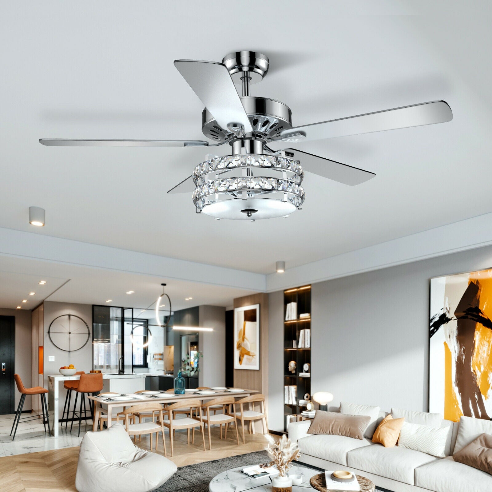 52 Inch Classical Crystal Ceiling Fan LampÂ