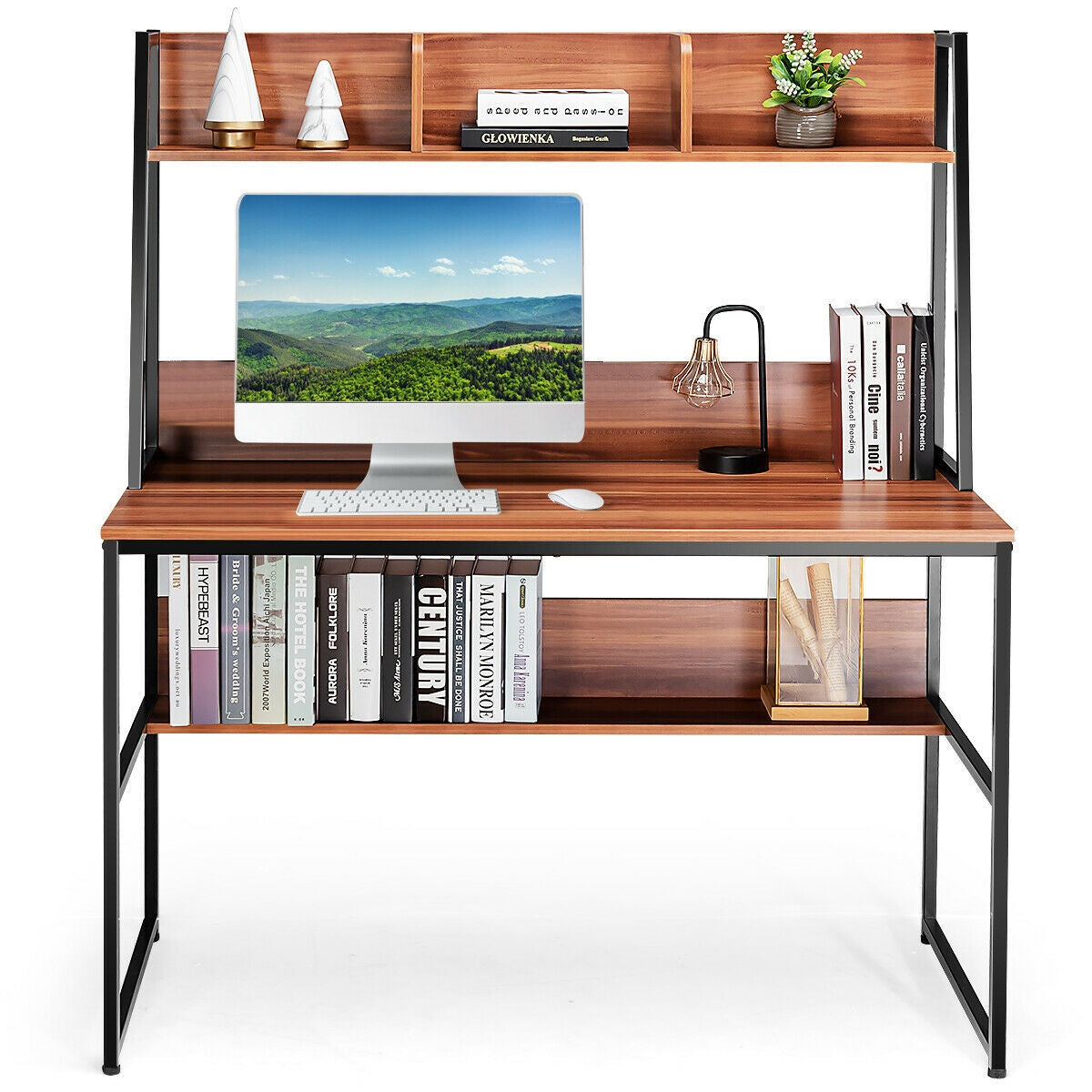 47-Inch Computer Desk Writing Study Table Workstation-BrownÂ