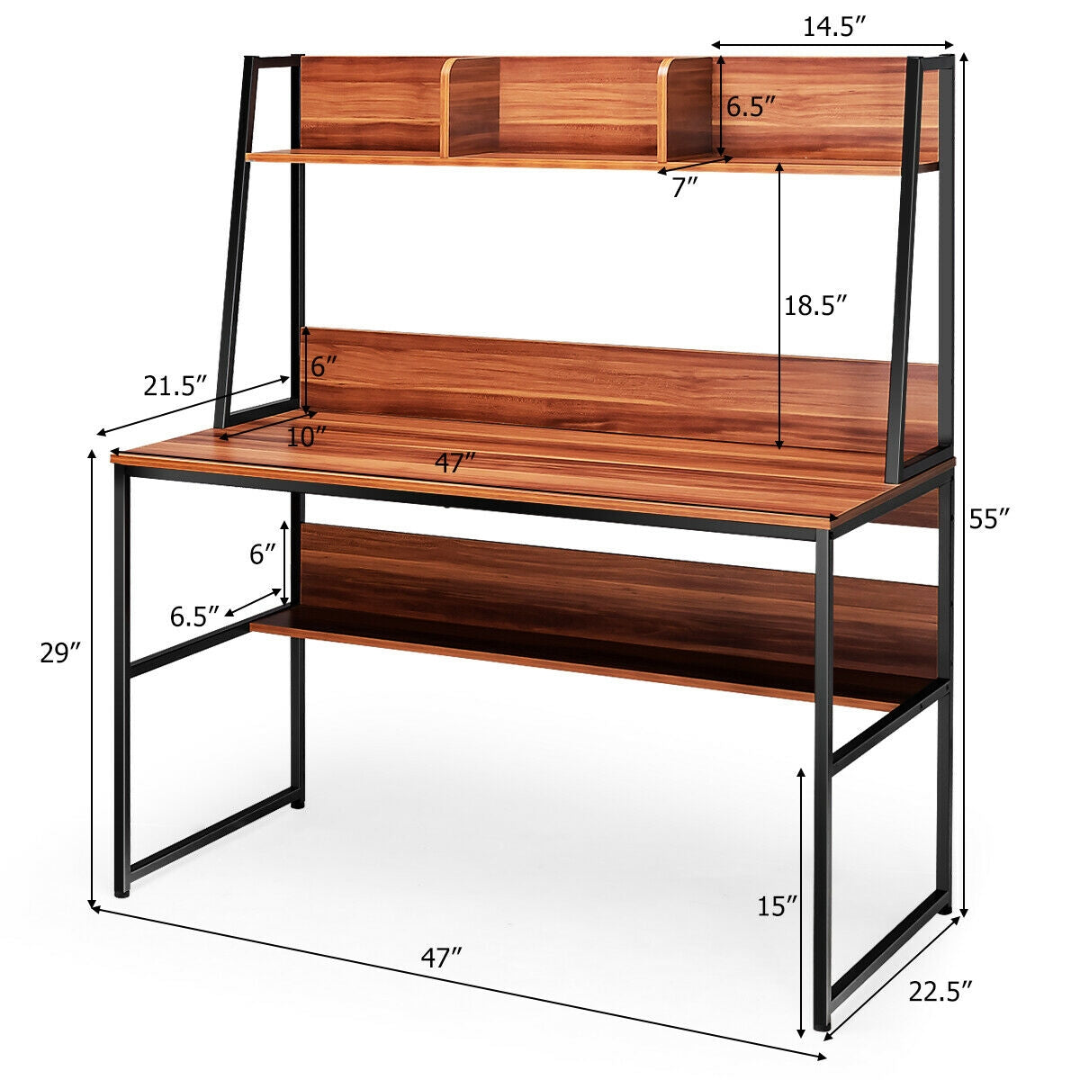 47-Inch Computer Desk Writing Study Table Workstation-BrownÂ