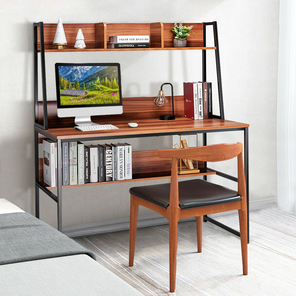 47-Inch Computer Desk Writing Study Table Workstation-BrownÂ