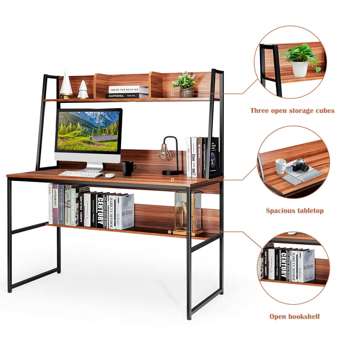 47-Inch Computer Desk Writing Study Table Workstation-BrownÂ