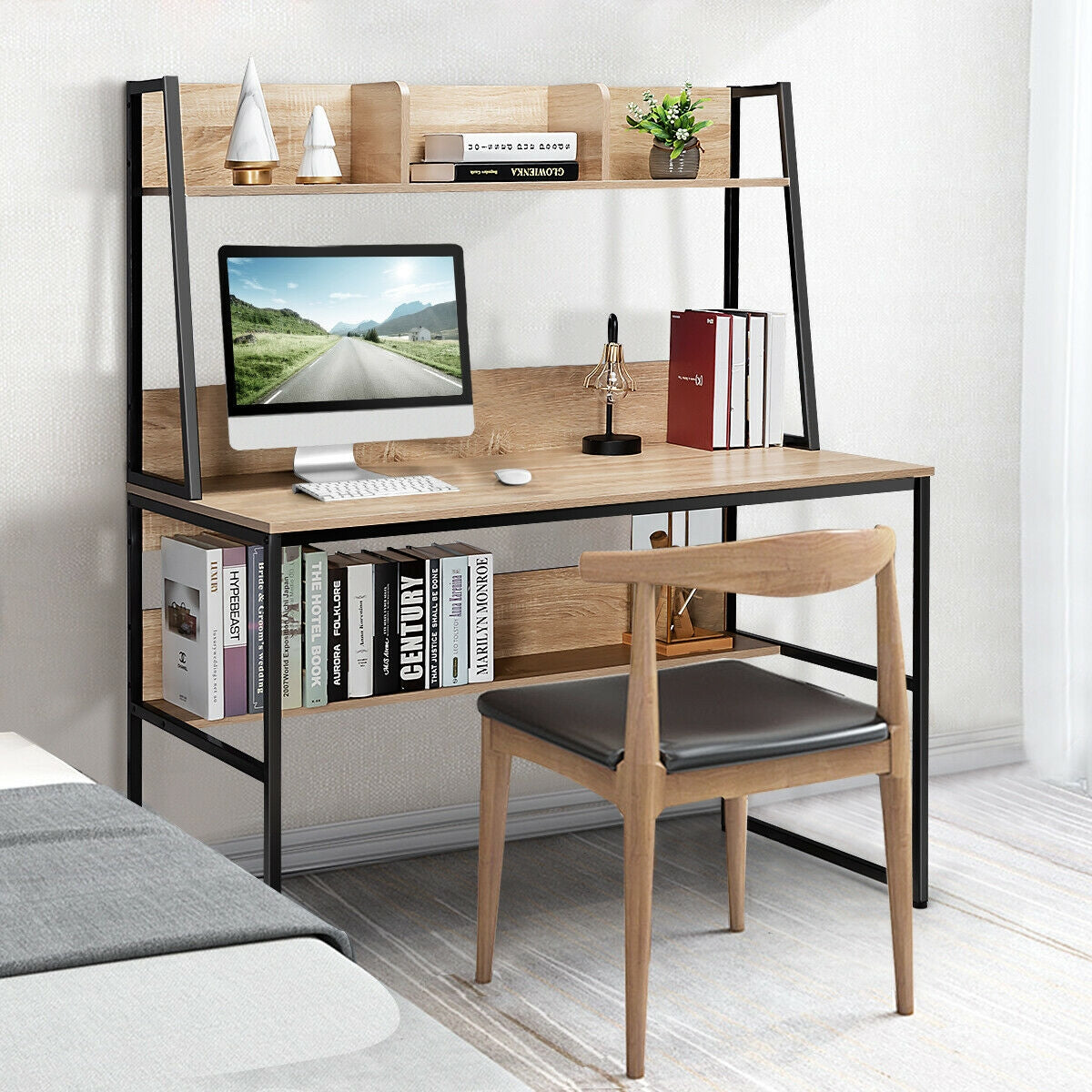 47-Inch Computer Desk Writing Study Table Workstation-NaturalÂ
