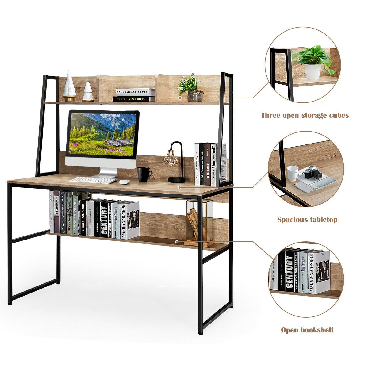 47-Inch Computer Desk Writing Study Table Workstation-NaturalÂ