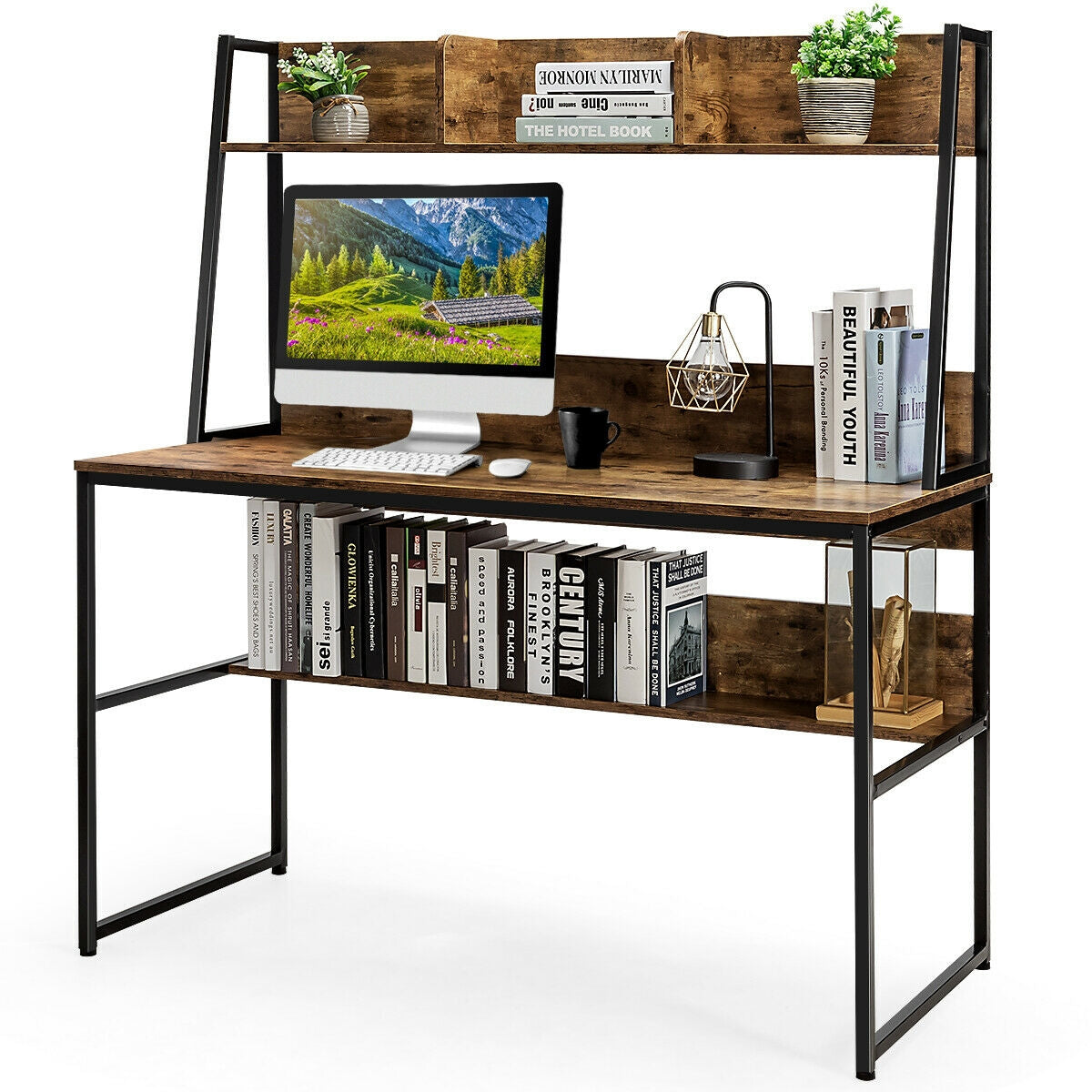 47-Inch Computer Desk Writing Study Table Workstation-Rustic BrownÂ