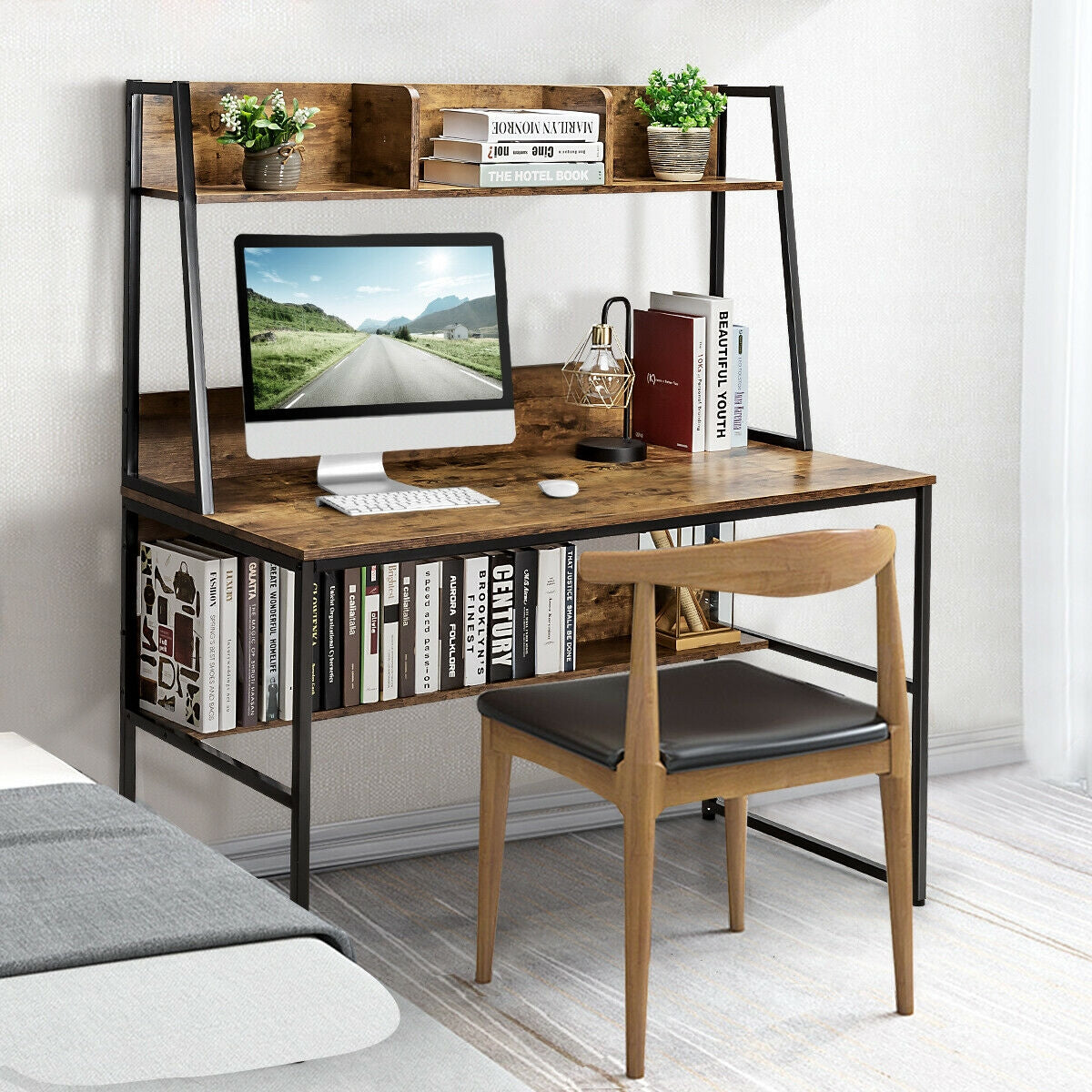 47-Inch Computer Desk Writing Study Table Workstation-Rustic BrownÂ