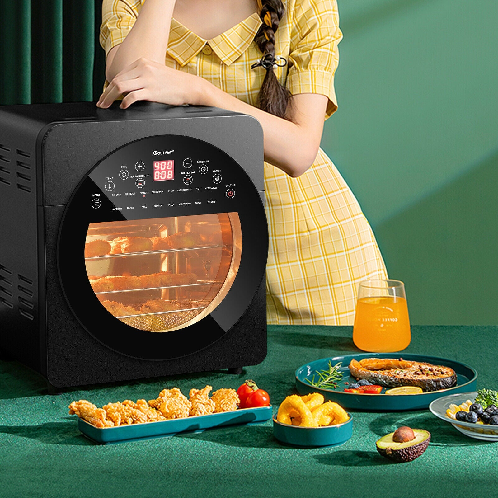 16-in-1 Air Fryer 15.5 QT Toaster Rotisserie Dehydrator Oven-BlackÂ