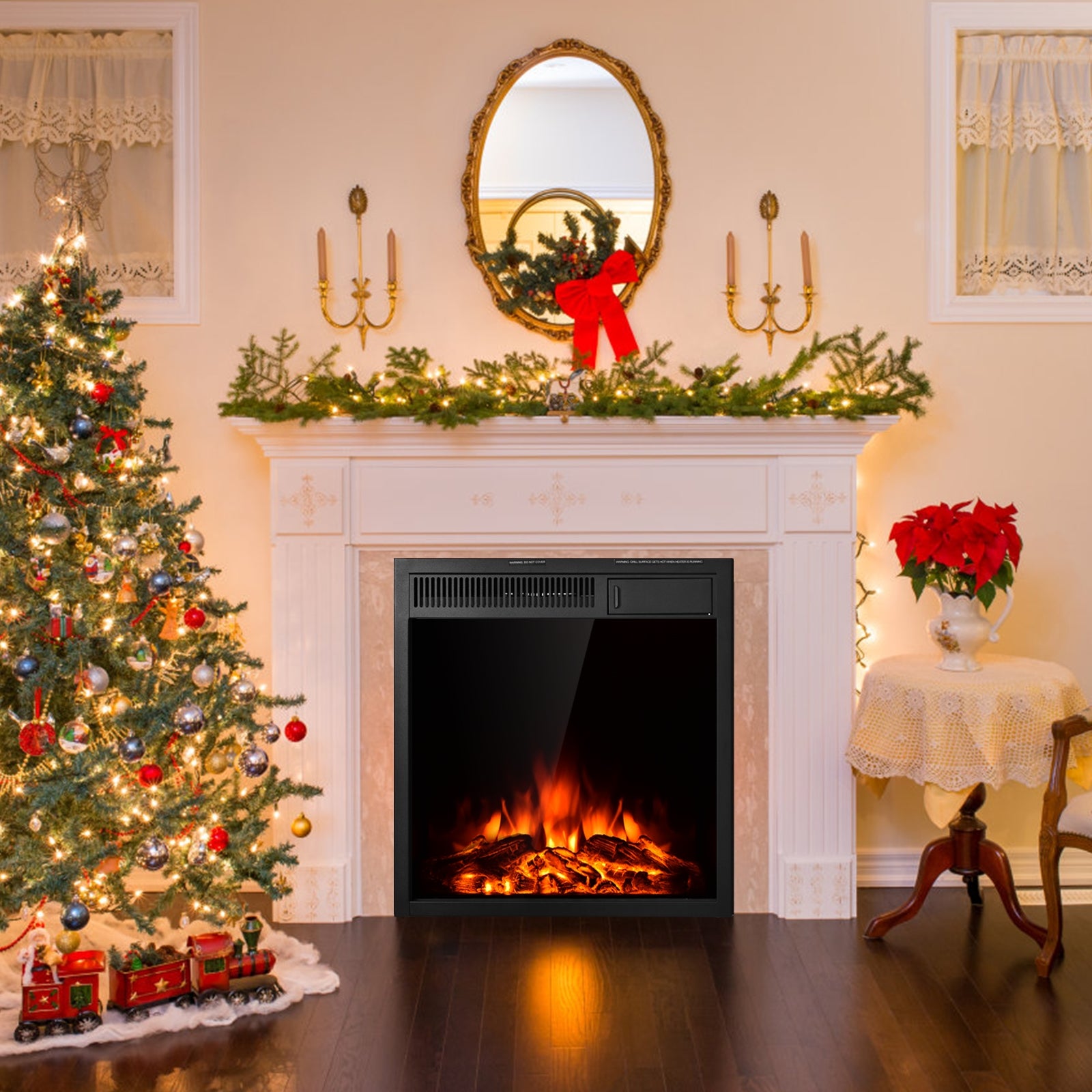 22.5 Inch Electric Fireplace Insert Freestanding and Recessed HeaterÂ