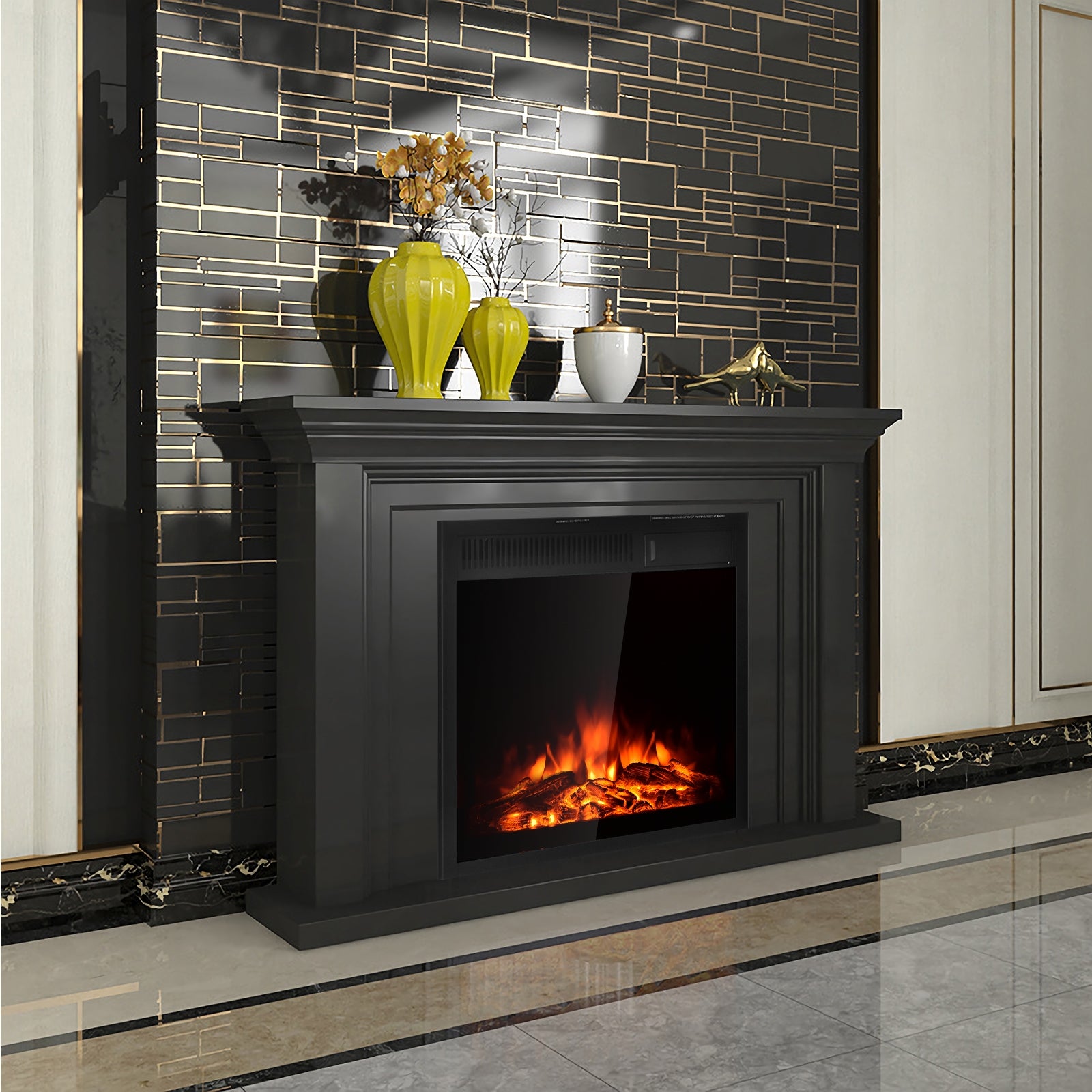 22.5 Inch Electric Fireplace Insert Freestanding and Recessed HeaterÂ
