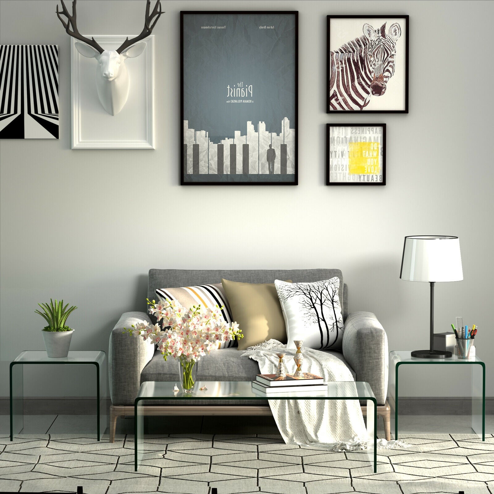 18 x 18 x 16 Inch Tempered Waterfall End Table with non-Slip PadÂ