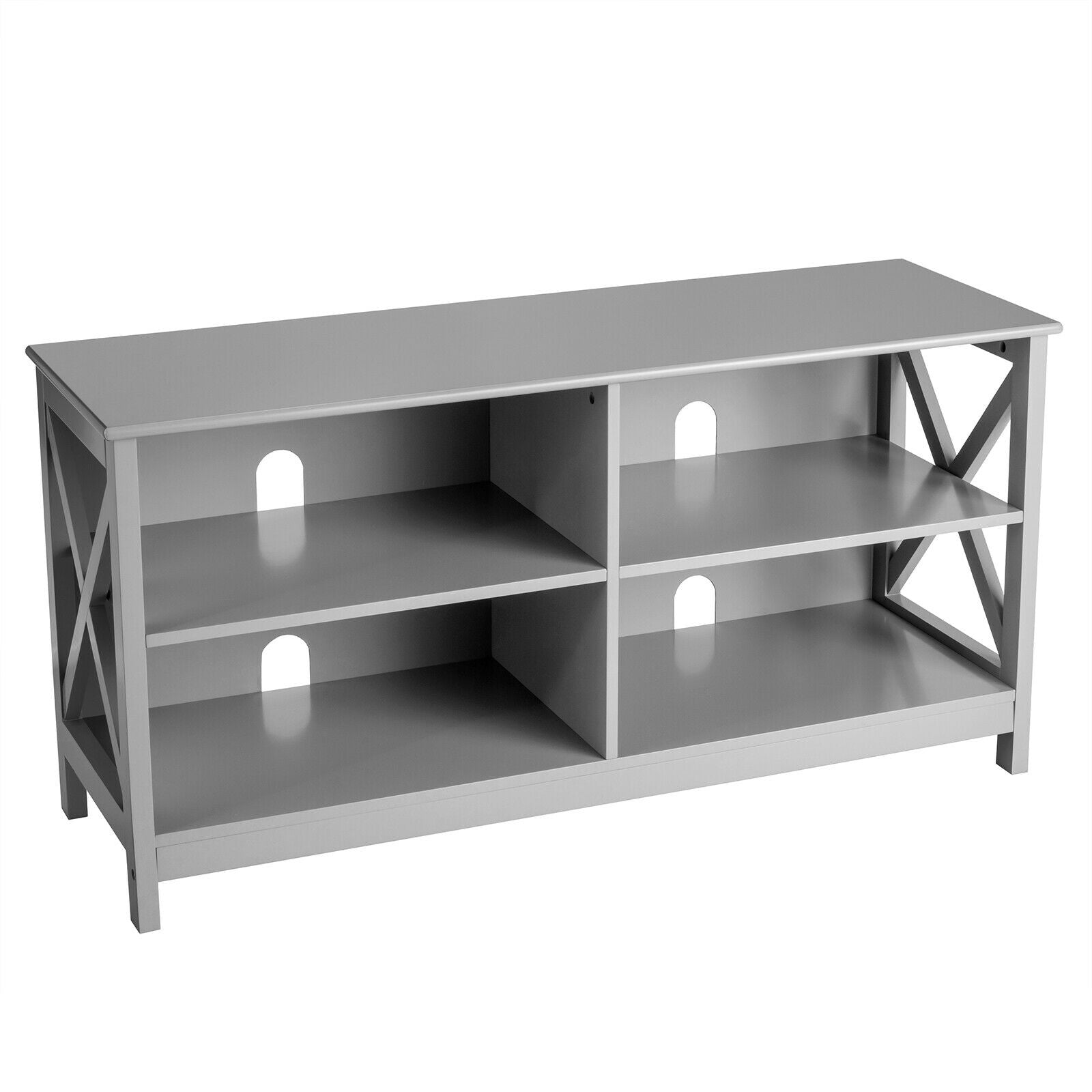 Wooden TV Stand Entertainment Media Center-GrayÂ