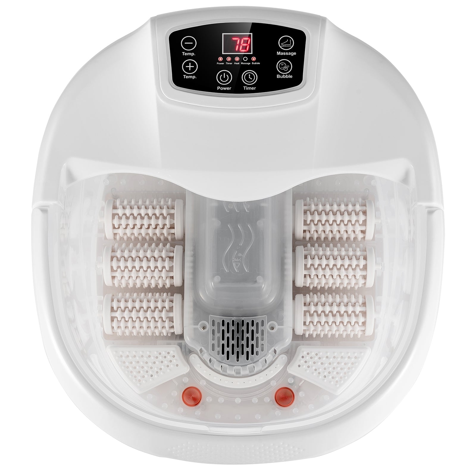 Foot Spa Tub with Bubbles and Electric Massage Rollers for Home Use-White