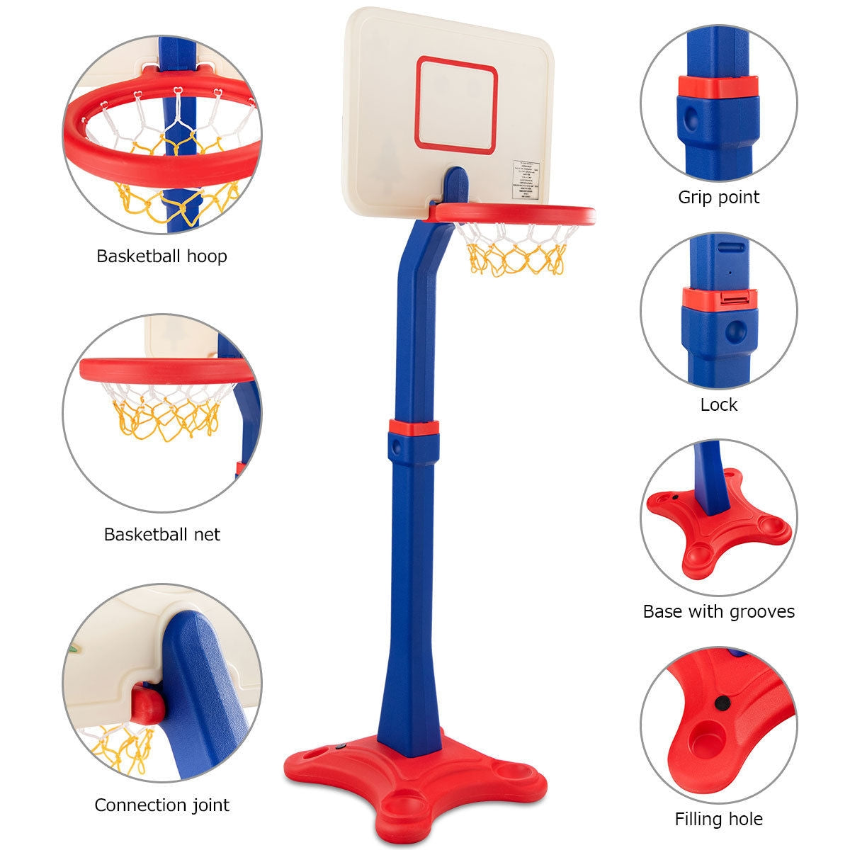 Kids Adjustable Height Basketball Hoop StandÂ