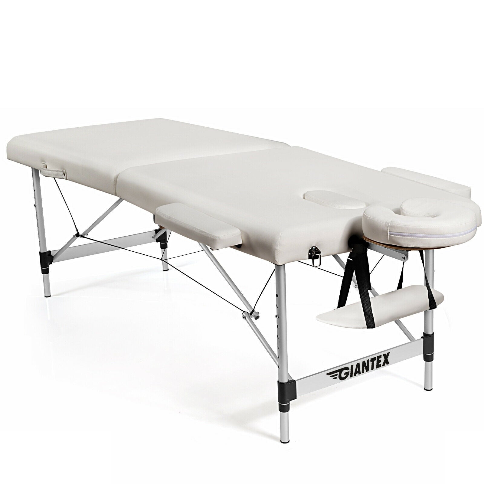 84 Inch L Portable Adjustable Massage Bed with Carry Case for Facial Salon Spa-WhiteÂ