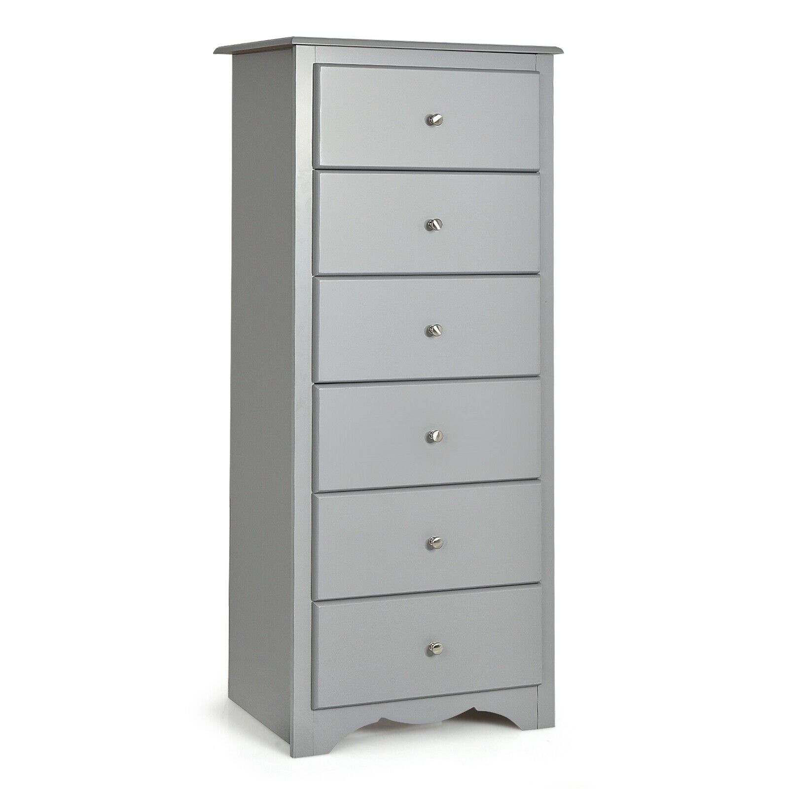 6 Drawers Chest Dresser Clothes Storage Bedroom Furniture Cabinet-GrayÂ