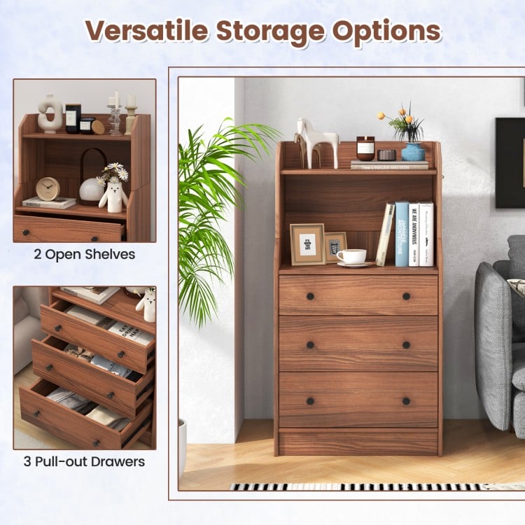 Modern Storage Dresser with Anti-toppling Device-Walnut