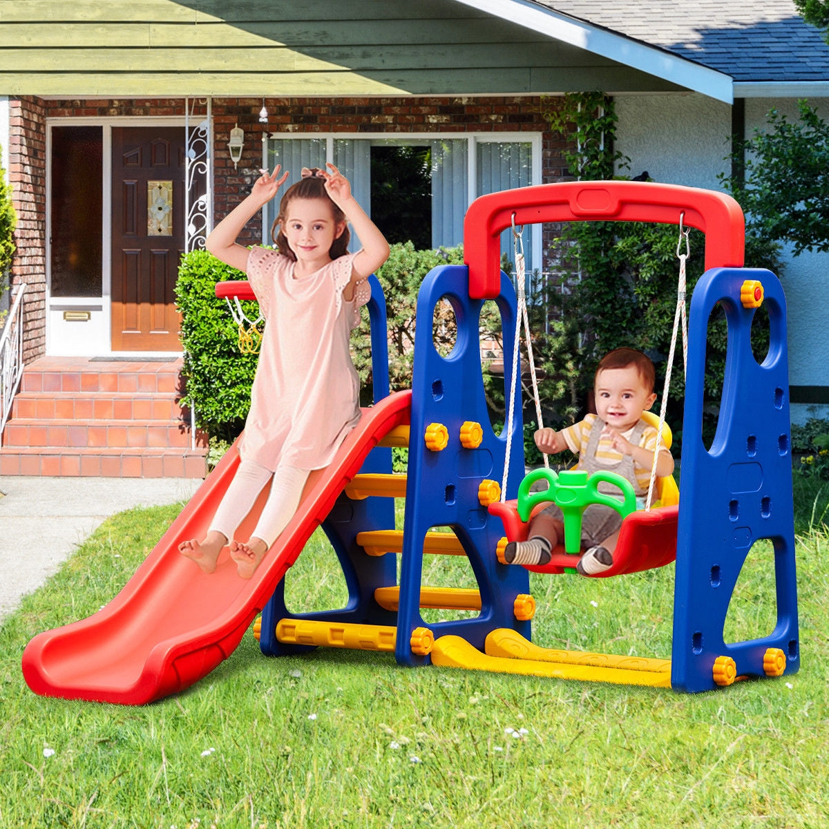 3-in-1 Junior Children Climber Slide PlaysetÂ