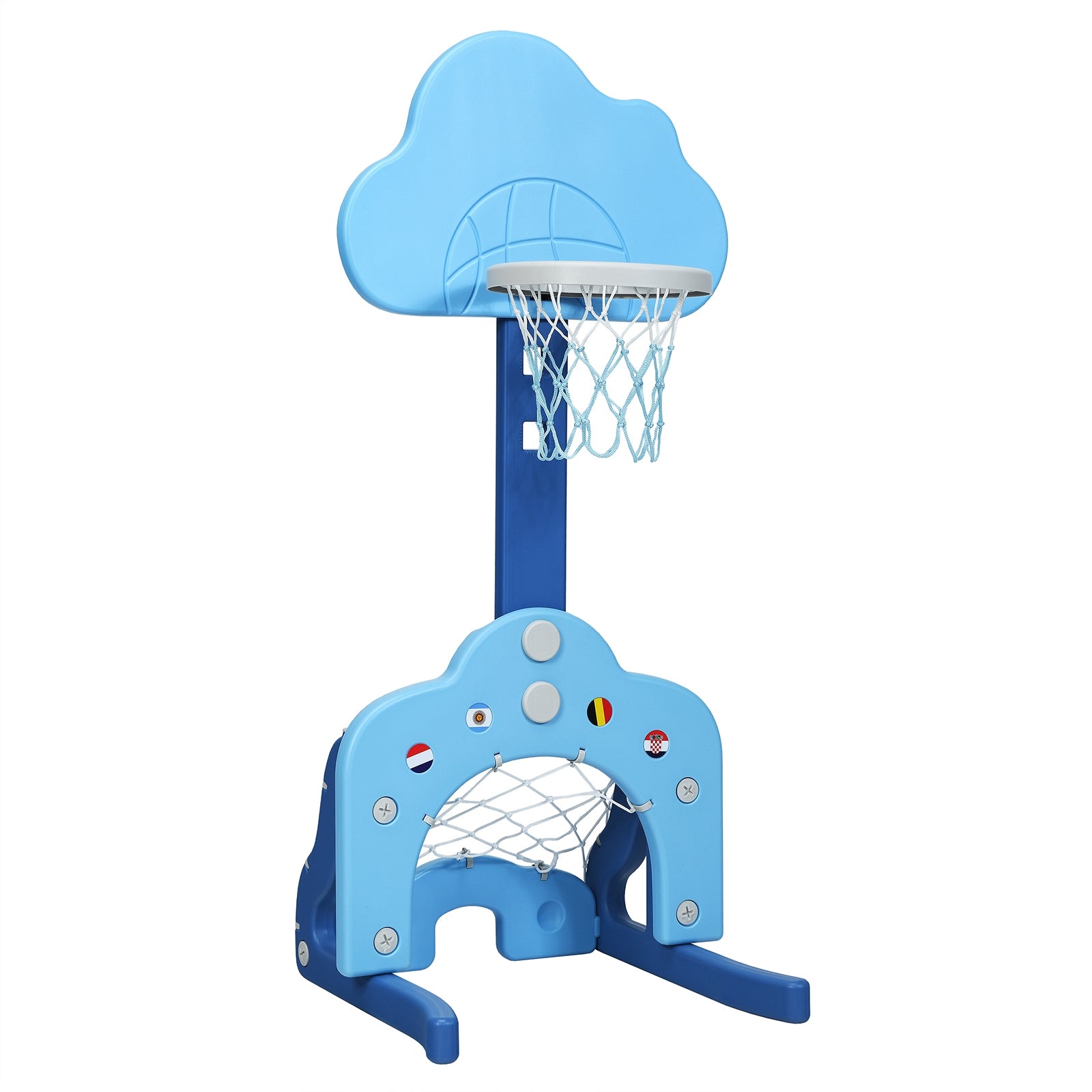 3-in-1 Kids Basketball Hoop Set with Balls-BlueÂ