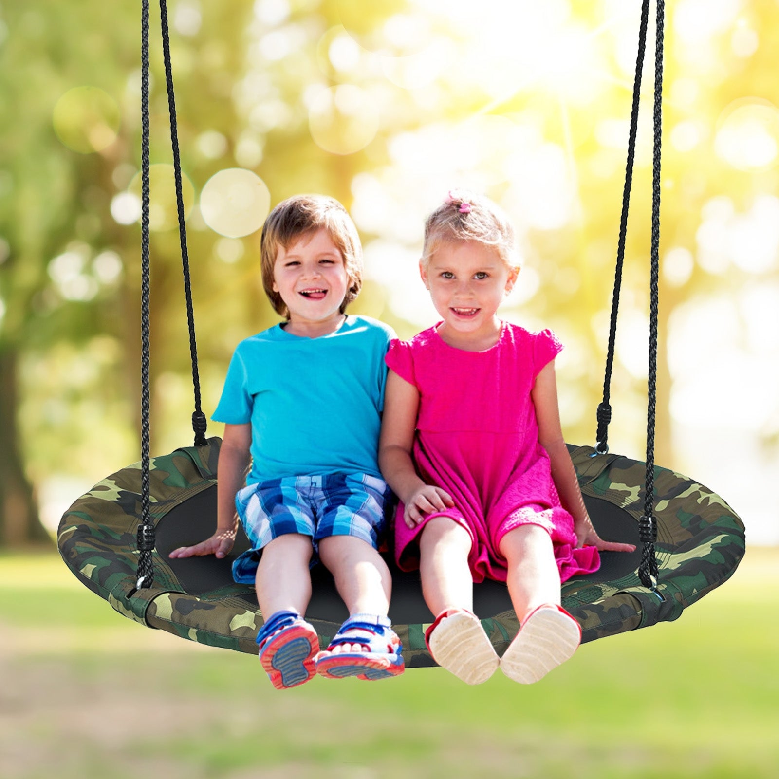 40 Inch Flying Saucer Tree Swing Outdoor Play Set with Adjustable Ropes Gift for KidsÂ