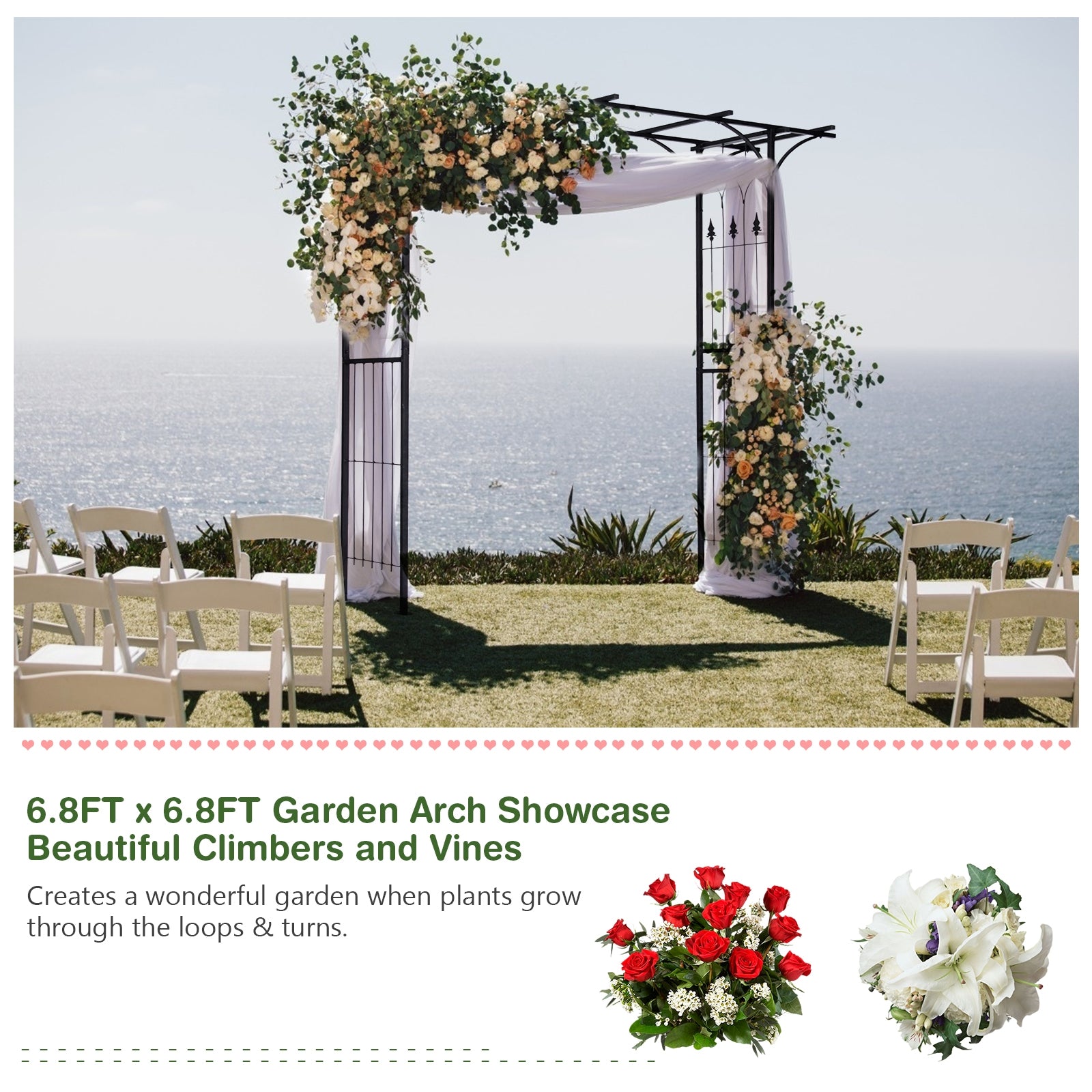 81 x 20 Inch Metal Garden Arch for Various Climbing PlantÂ