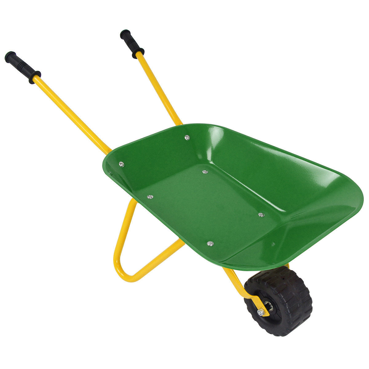 Outdoor Garden Backyard Play Toy Kids Metal Wheelbarrow-GreenÂ