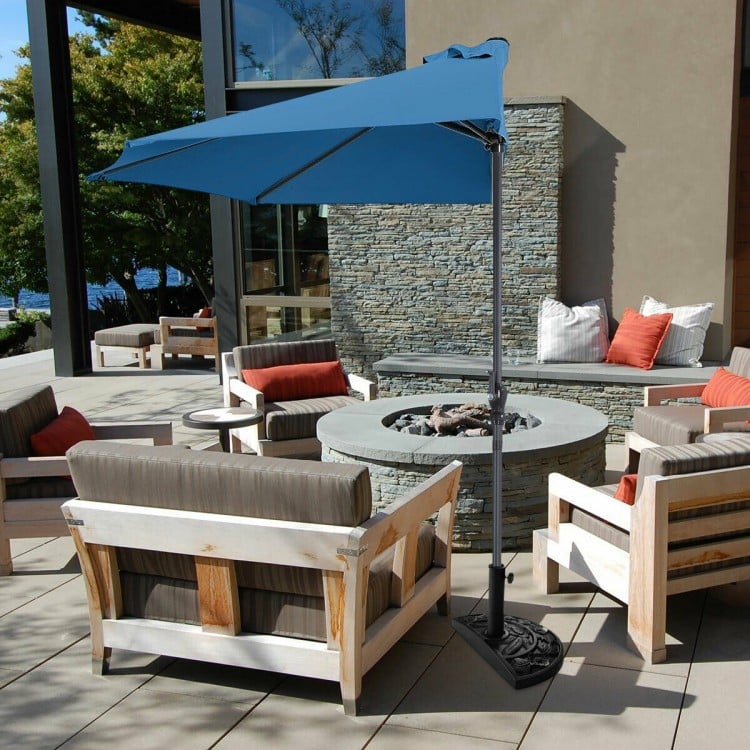 9 Feet Patio Bistro Half Round Umbrella without Weight Base