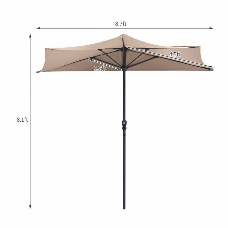 9 Feet Patio Bistro Half Round Umbrella without Weight Base