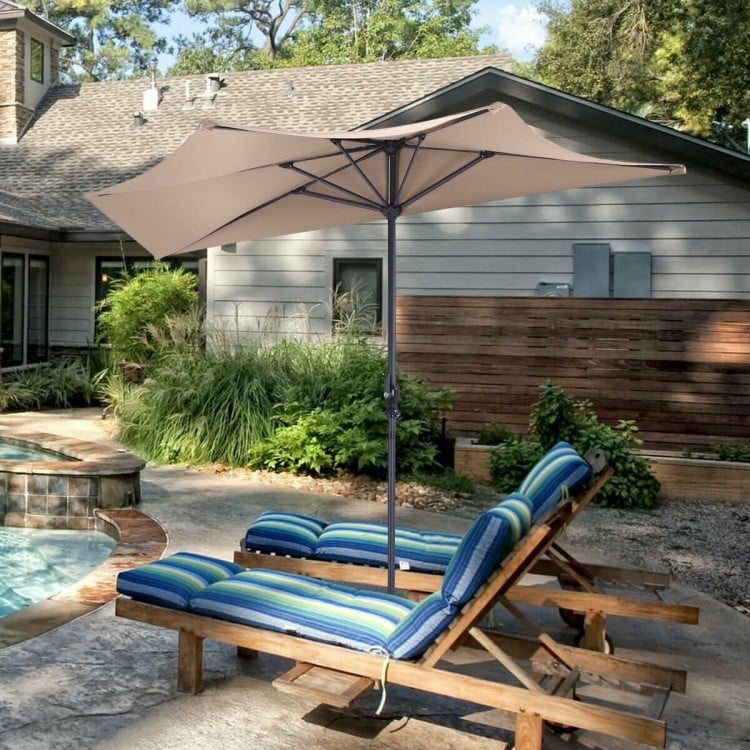 9 Feet Patio Bistro Half Round Umbrella without Weight Base