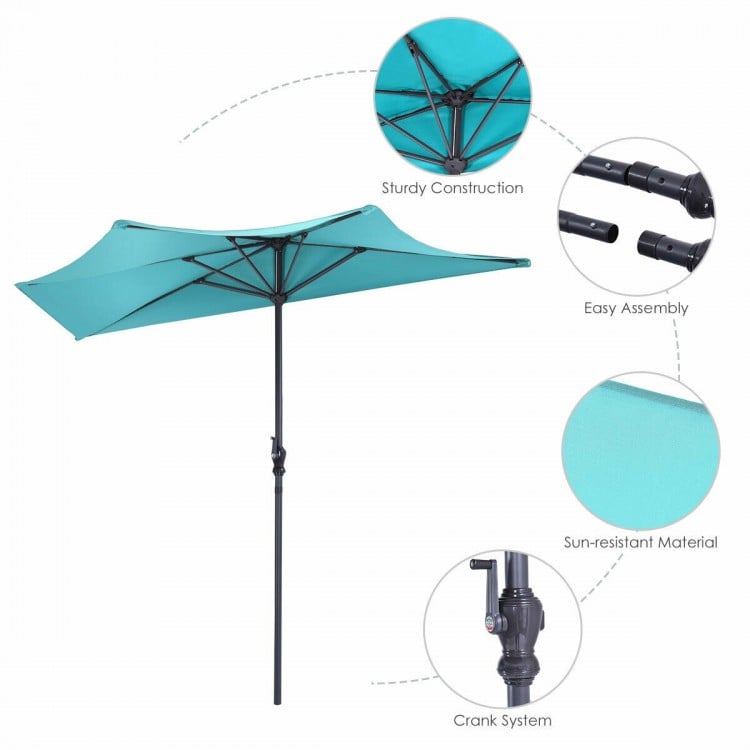 9 Feet Patio Bistro Half Round Umbrella without Weight Base