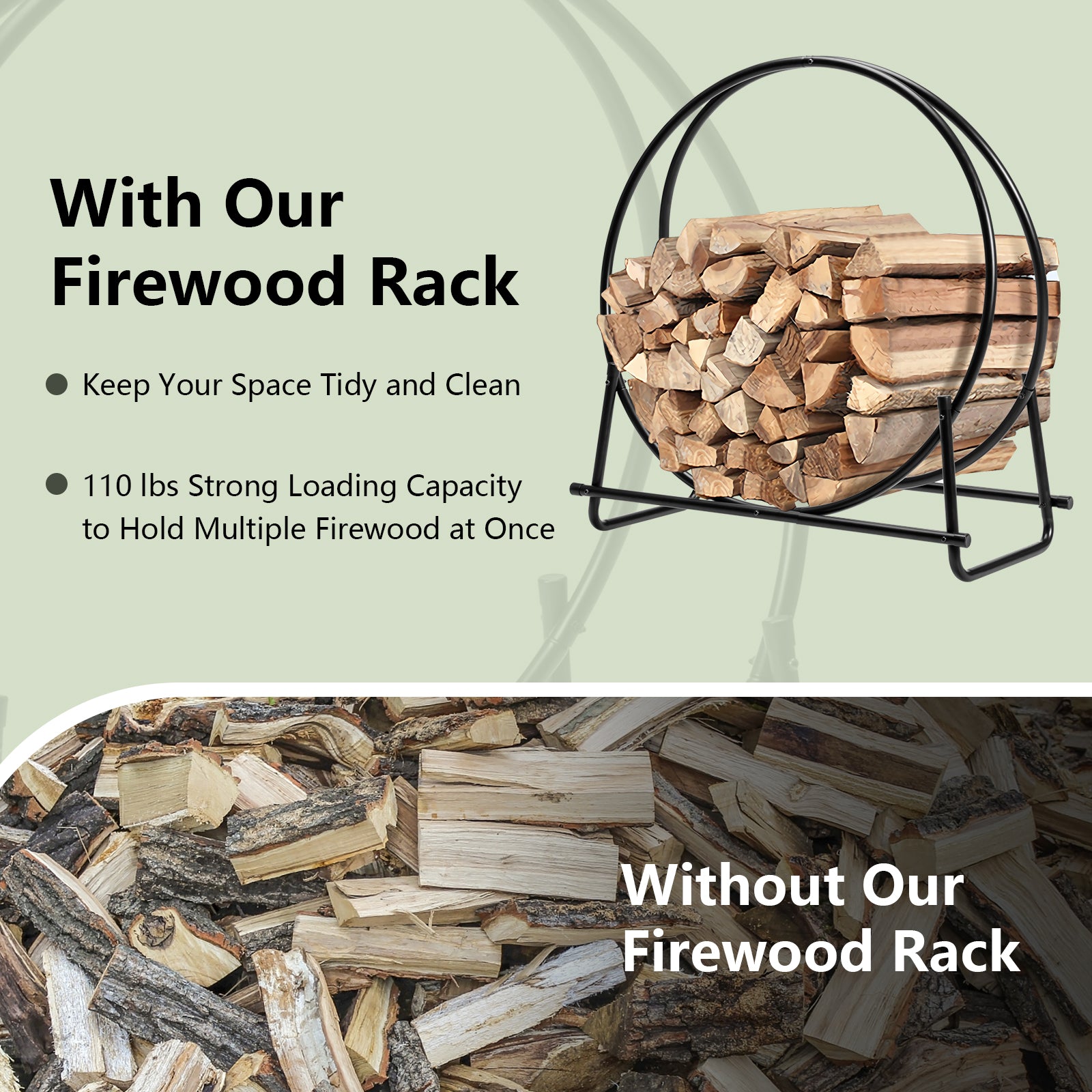 30-Inch Tubular Steel Log Hoop Firewood Storage RackÂ