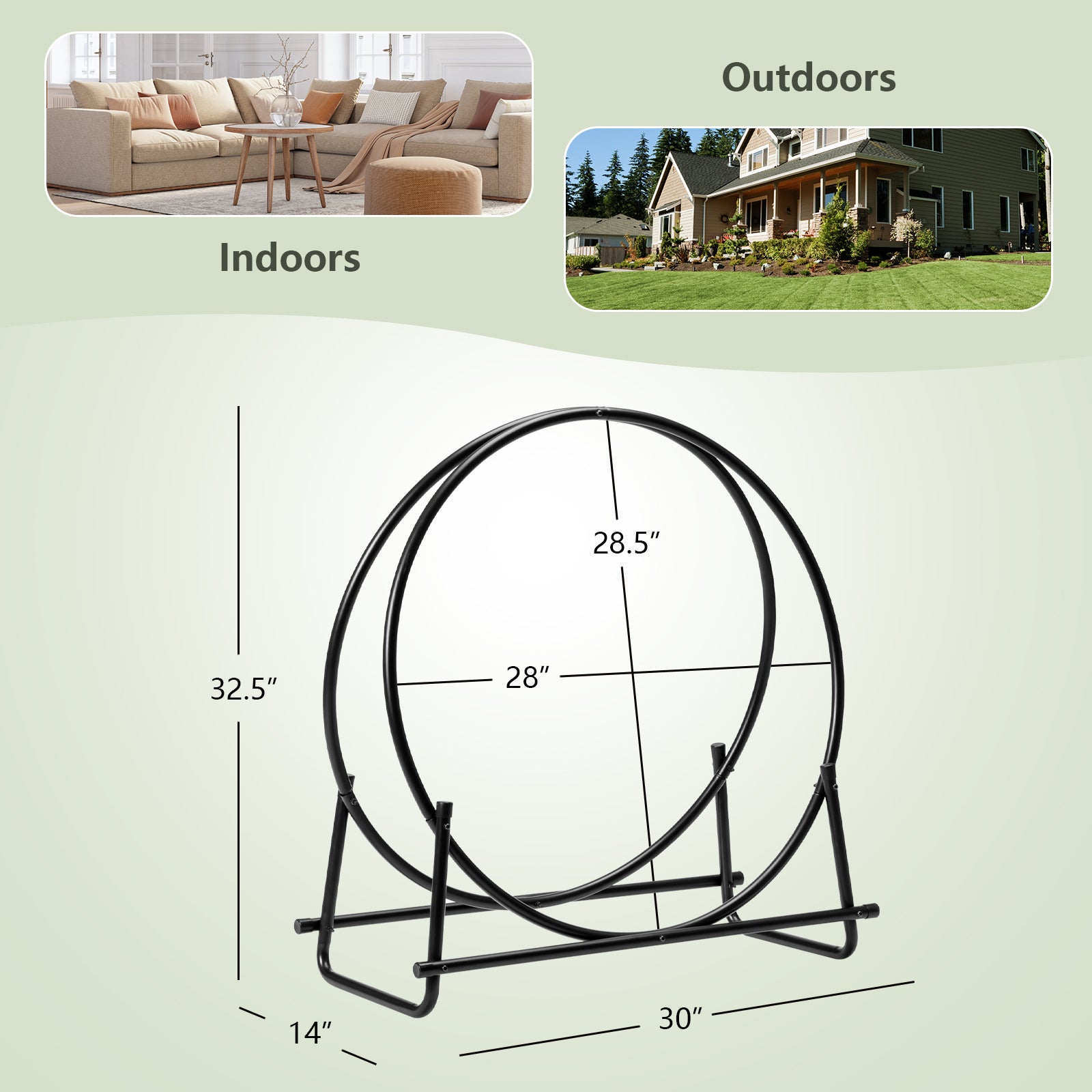 30-Inch Tubular Steel Log Hoop Firewood Storage RackÂ