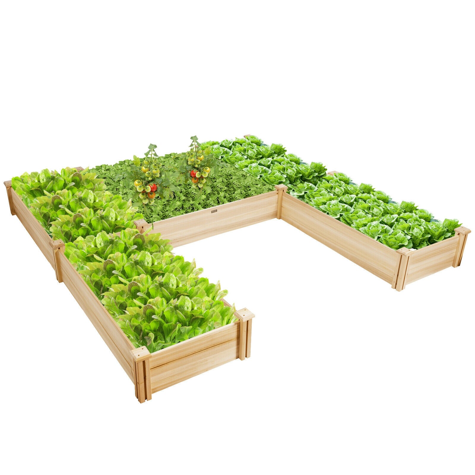 U-Shaped Wooden Garden Raised Bed for Backyard and PatioÂ
