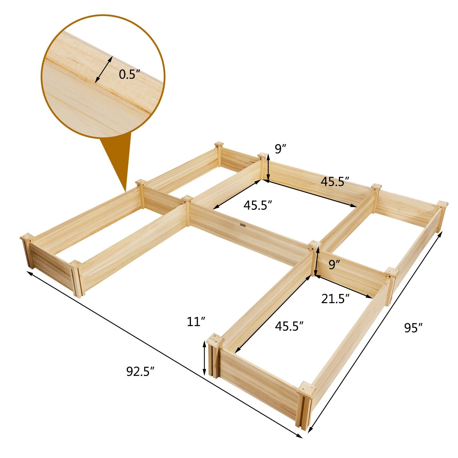 U-Shaped Wooden Garden Raised Bed for Backyard and PatioÂ