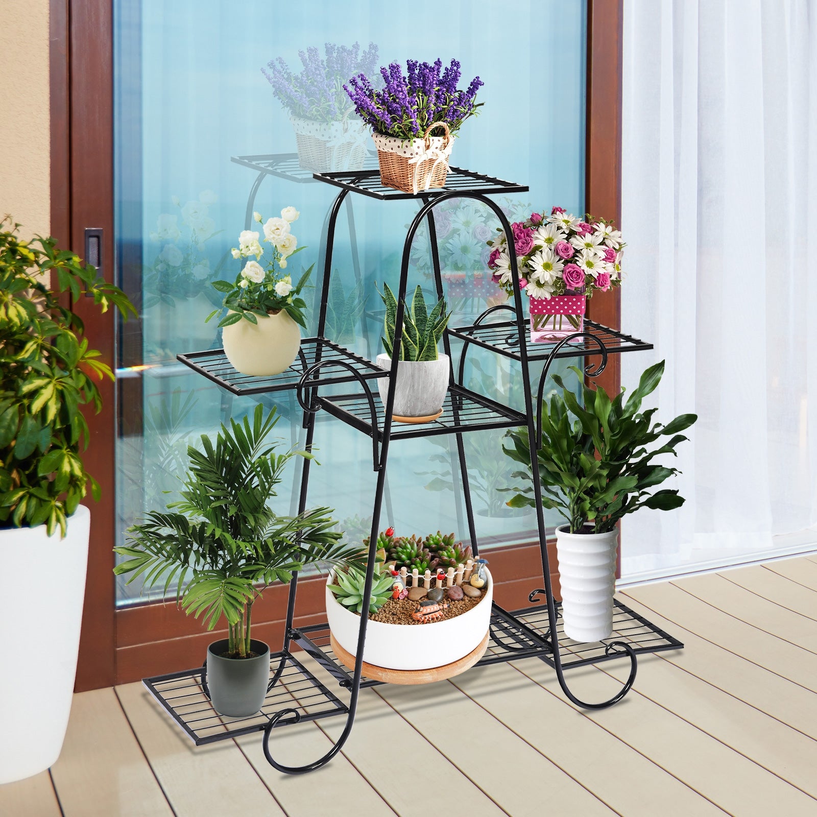 7 Tier Metal Patio Plant StandÂ