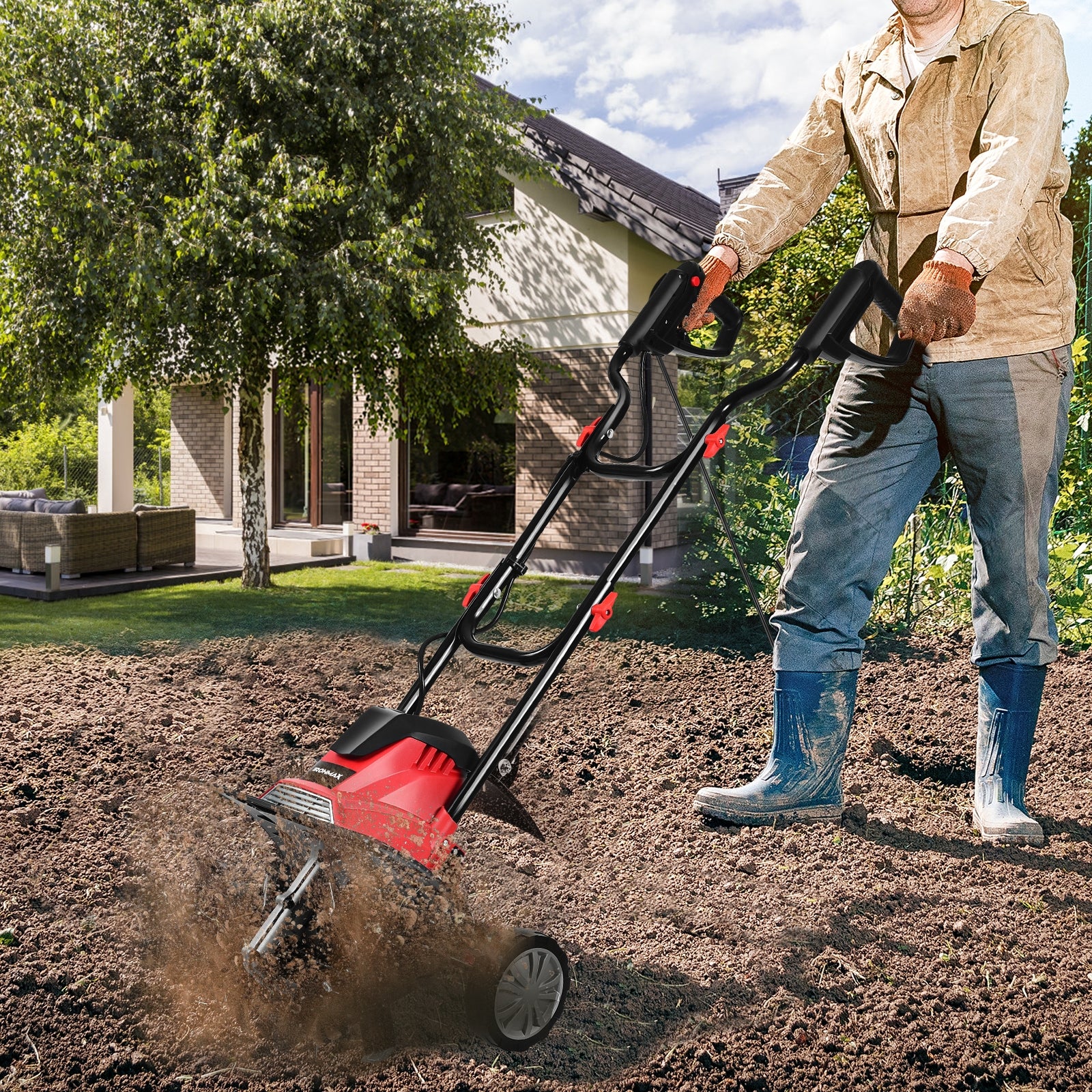 14-Inch 10 Amp Corded Electric Tiller and Cultivator 9-Inch Tilling DepthÂ