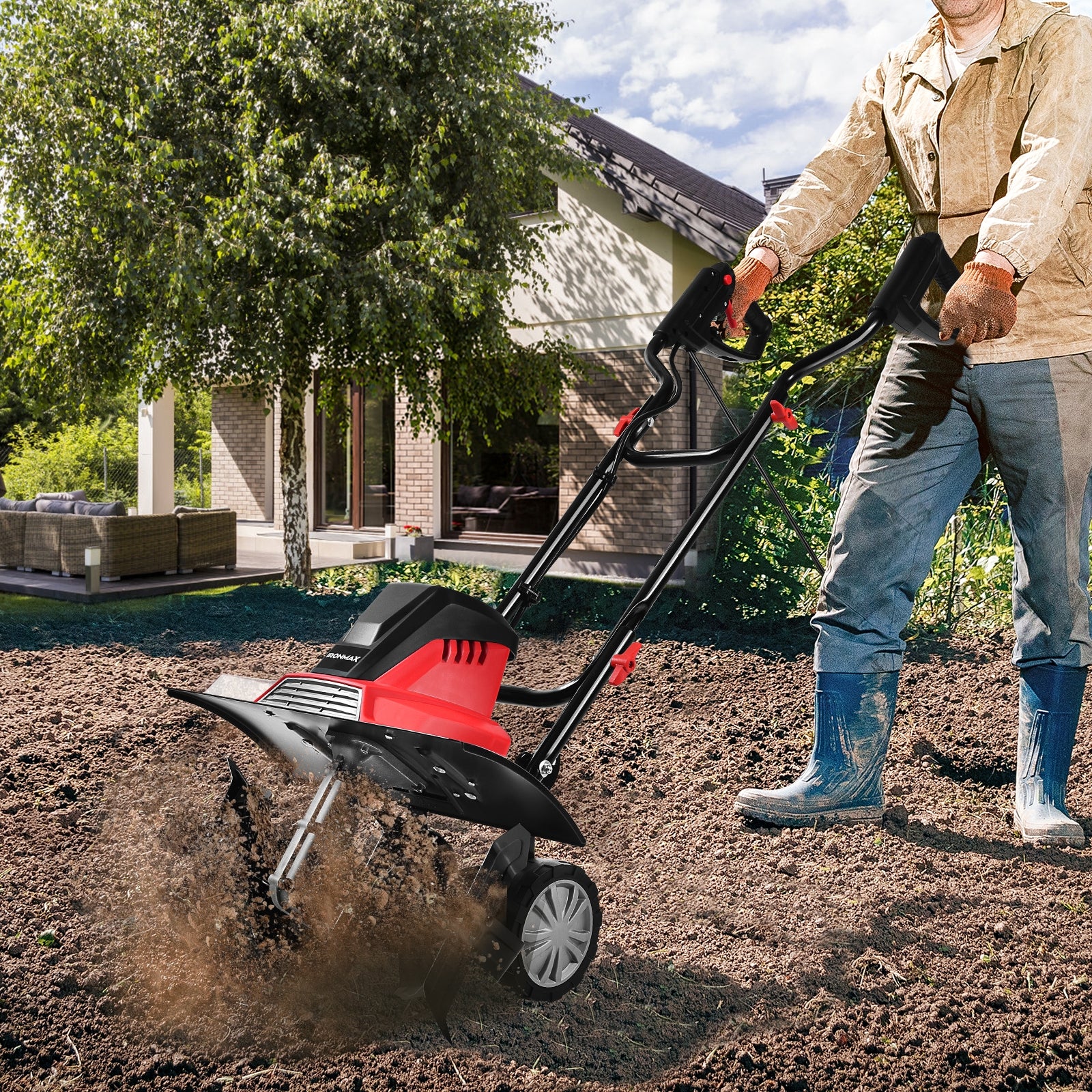 17-Inch 13.5 Amp Corded Electric Tiller and Cultivator 9-Inch Tilling DepthÂ