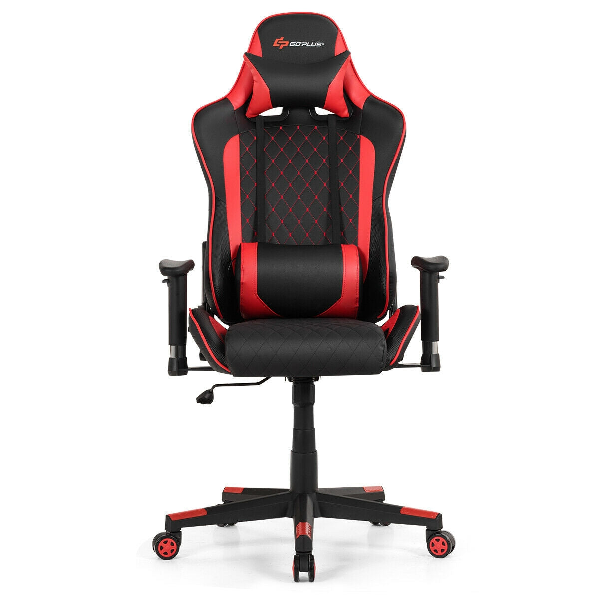 Massage Gaming Chair with Lumbar Support and Headrest-RedÂ