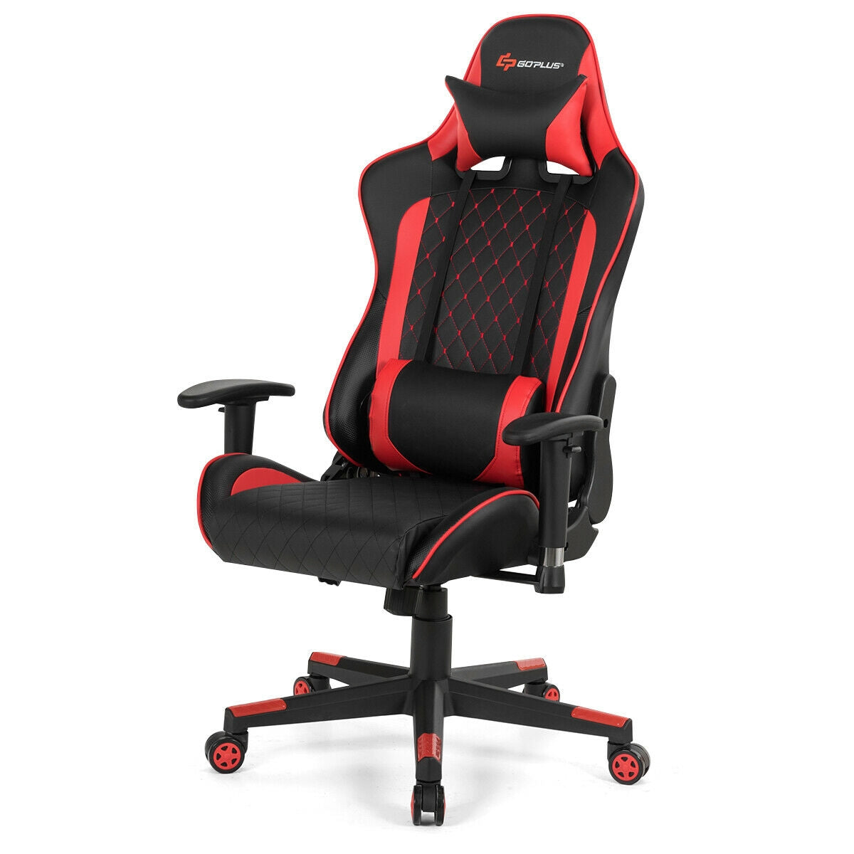 Massage Gaming Chair with Lumbar Support and Headrest-RedÂ