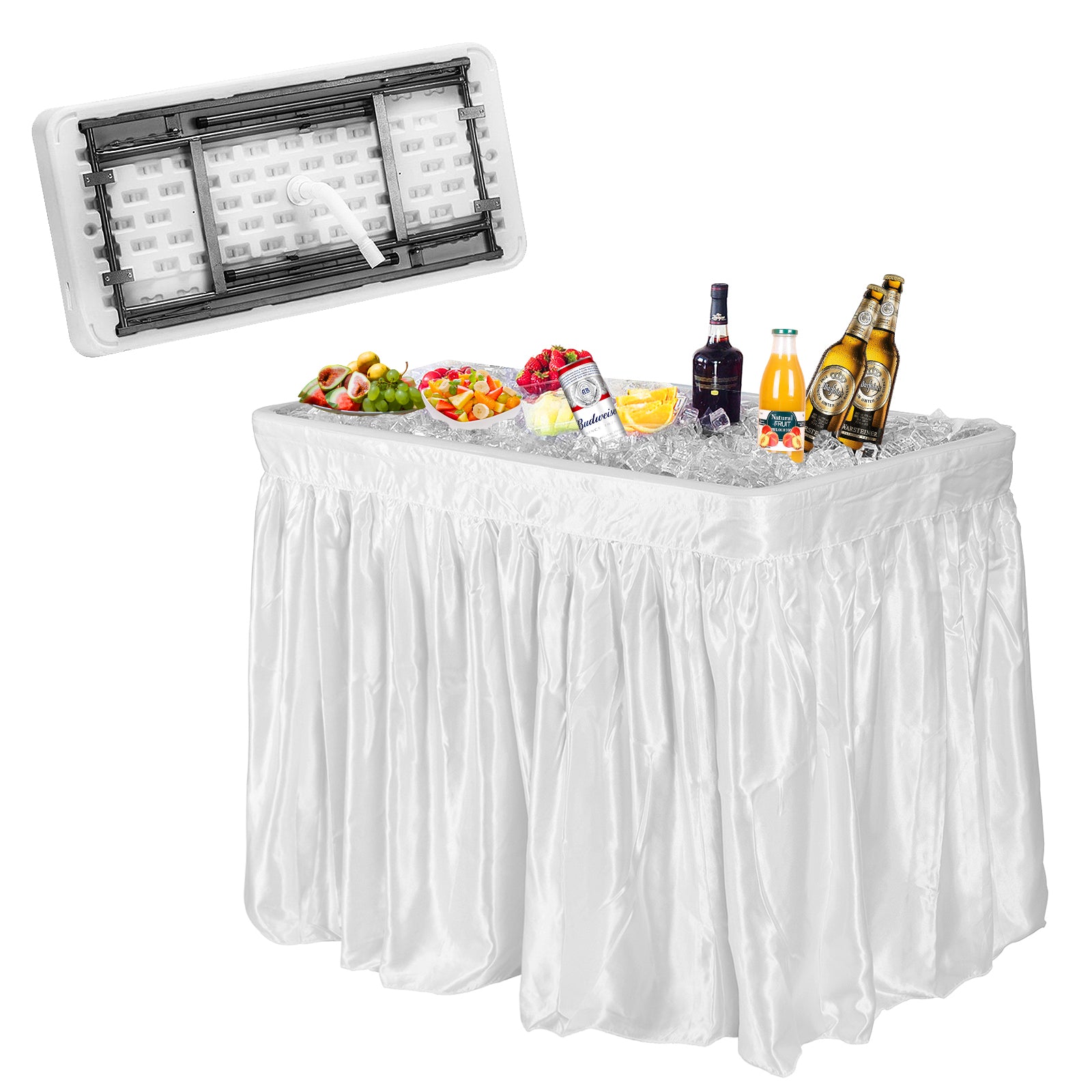 4 Feet Plastic Party Ice Folding Table with Matching SkirtÂ