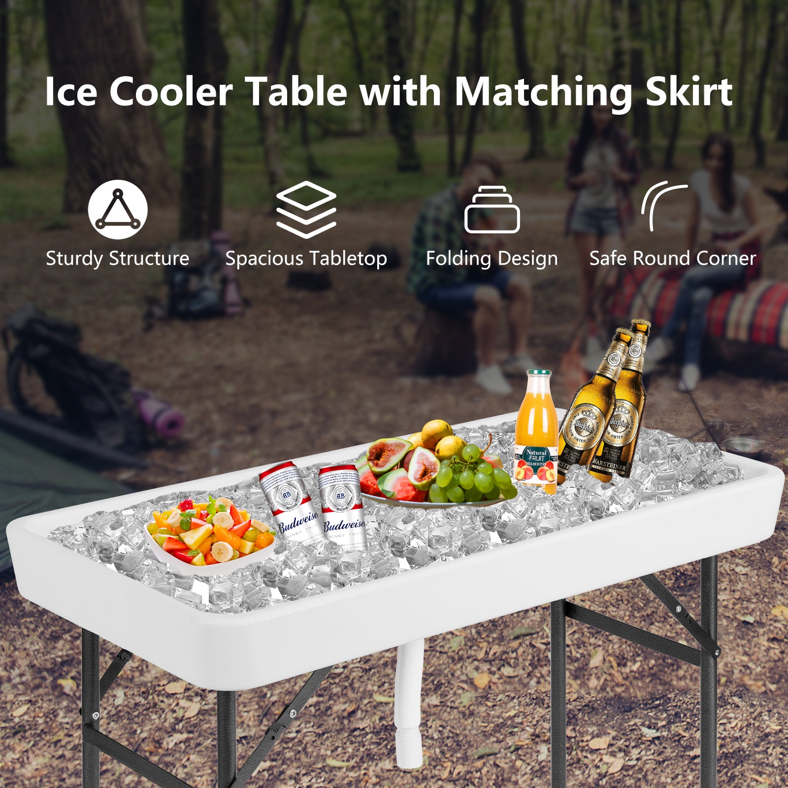 4 Feet Plastic Party Ice Folding Table with Matching SkirtÂ