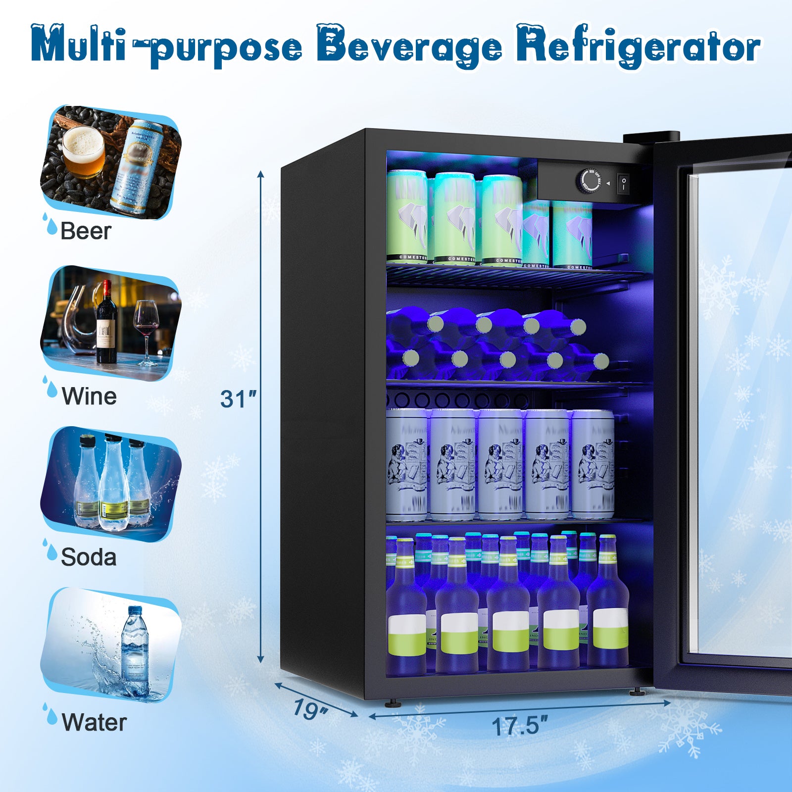 120 Can Beverage Mini Refrigerator with Glass DoorÂ