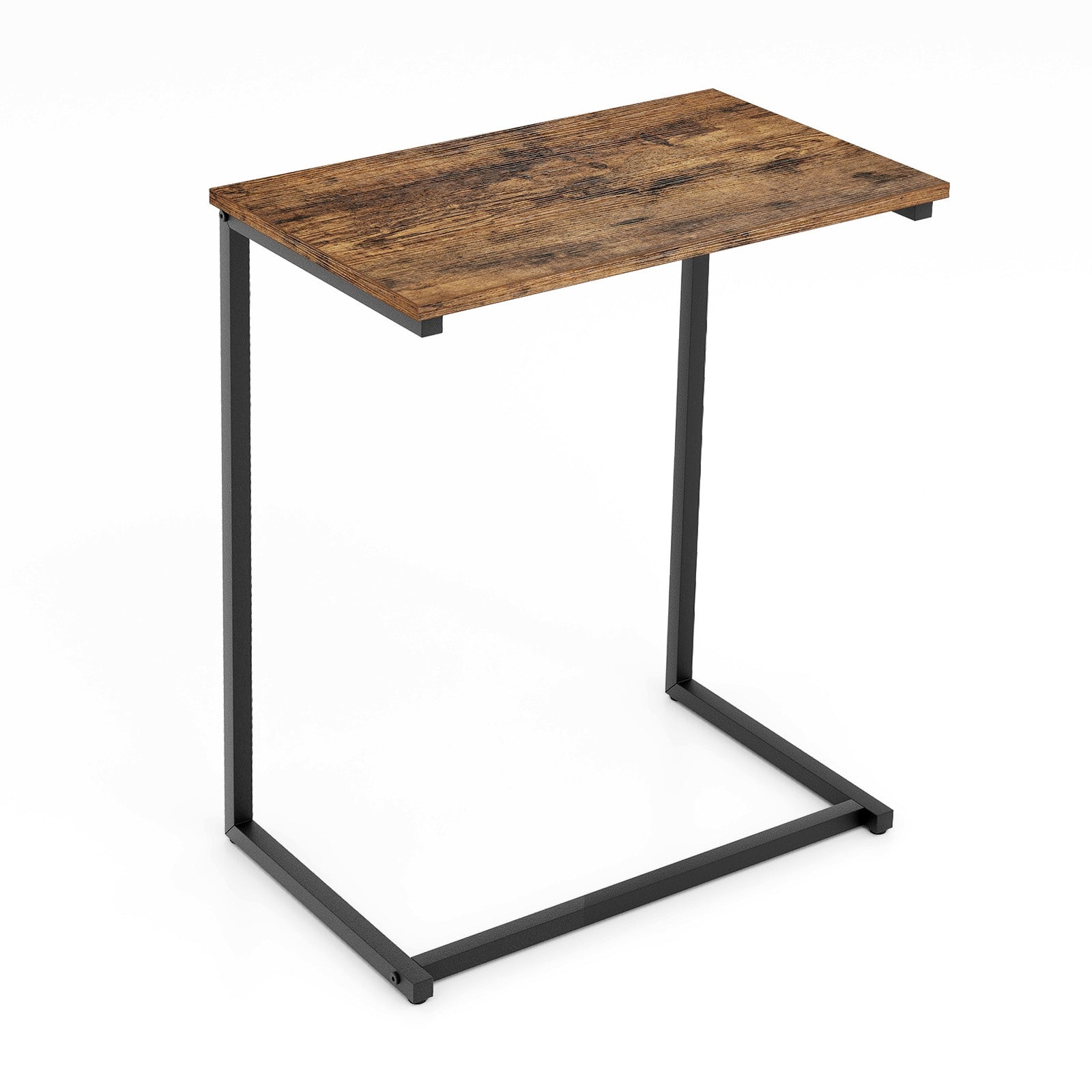 C-shaped Industrial End Table with Metal FrameÂ